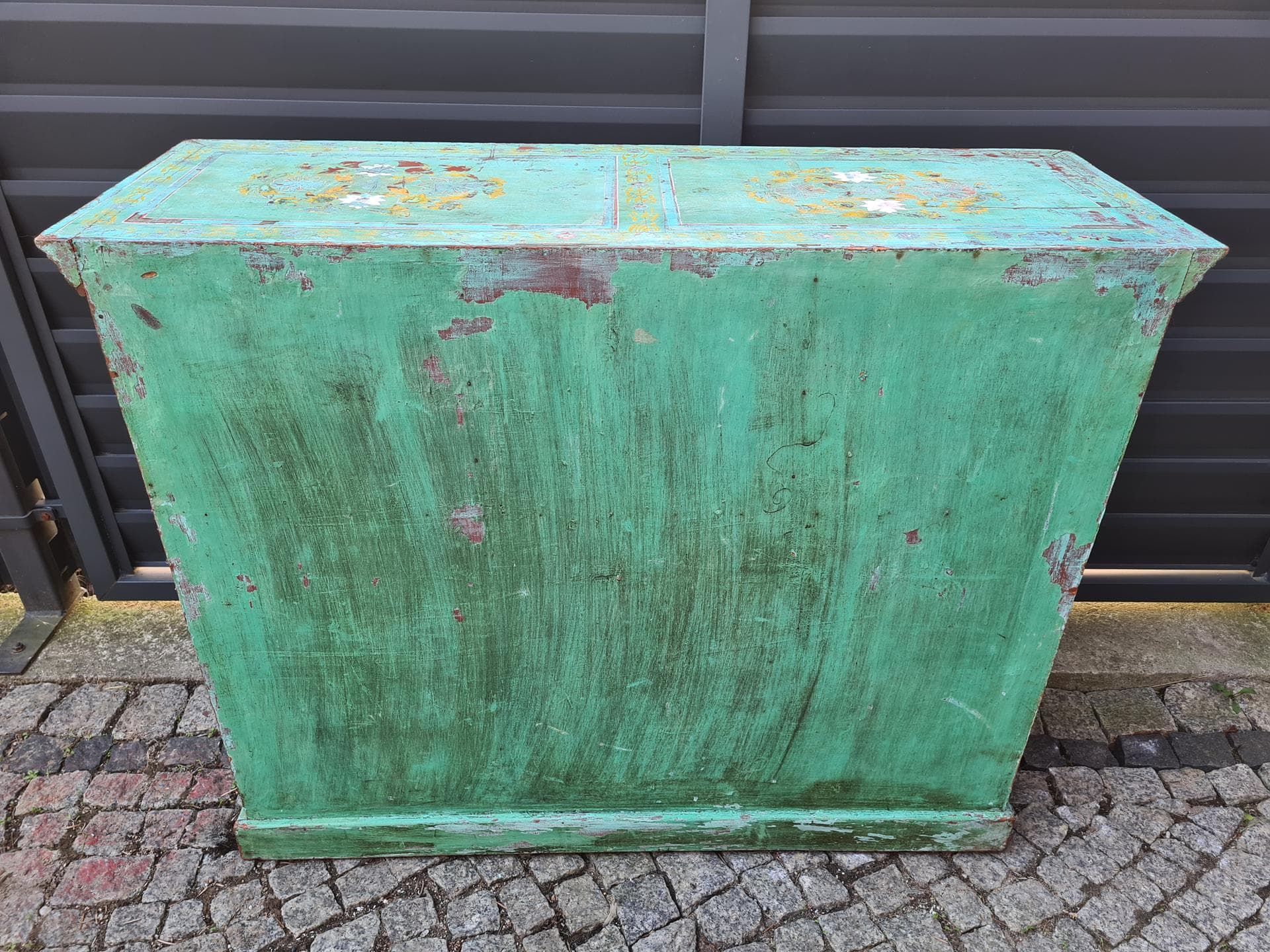 Sideboard Indian, turquoise-green, wood, metal, India, 1970s - 341617