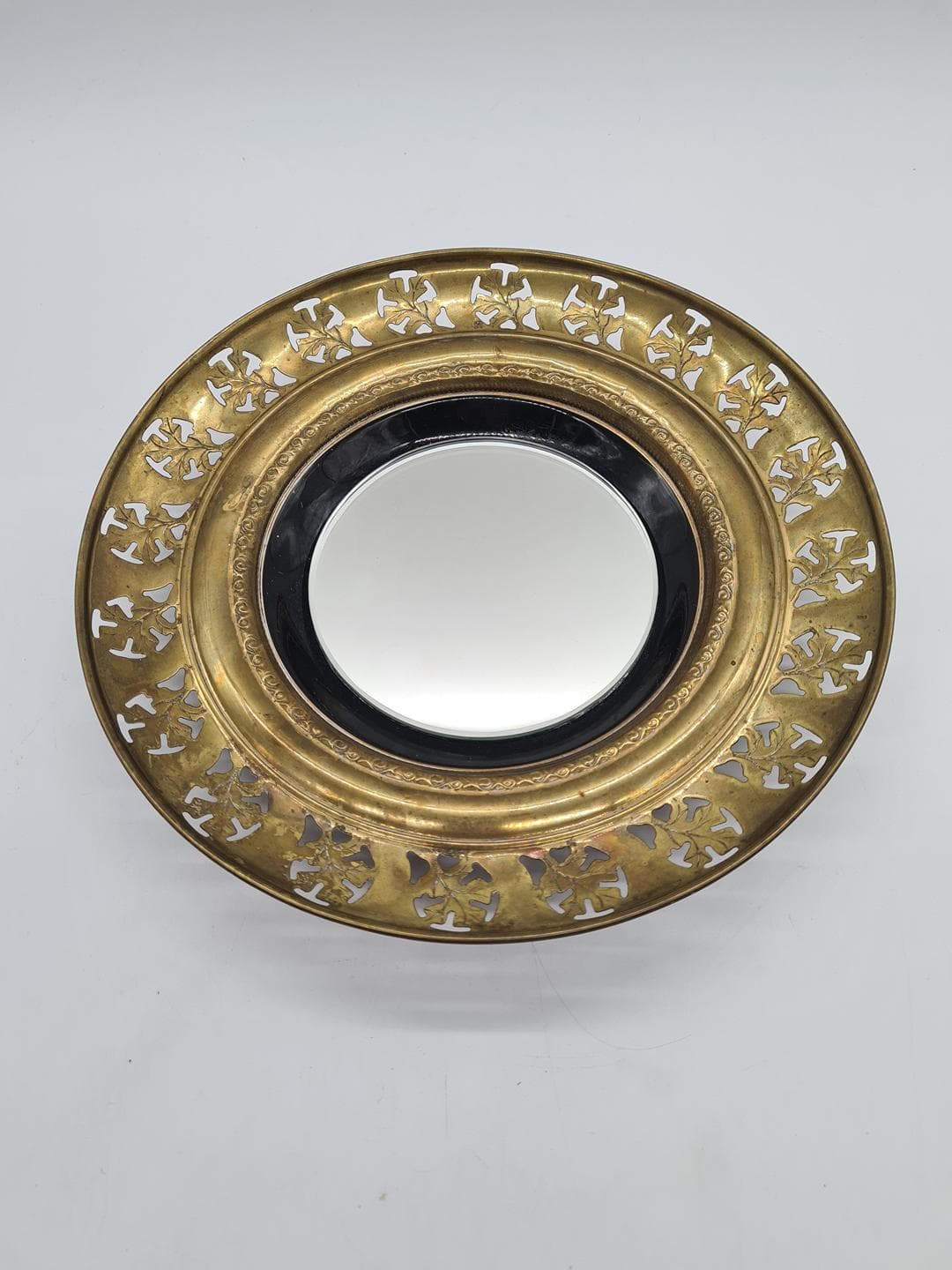 Wall Mirror Regency, gold brass, black glass, United Kingdom, 1970s - 341631