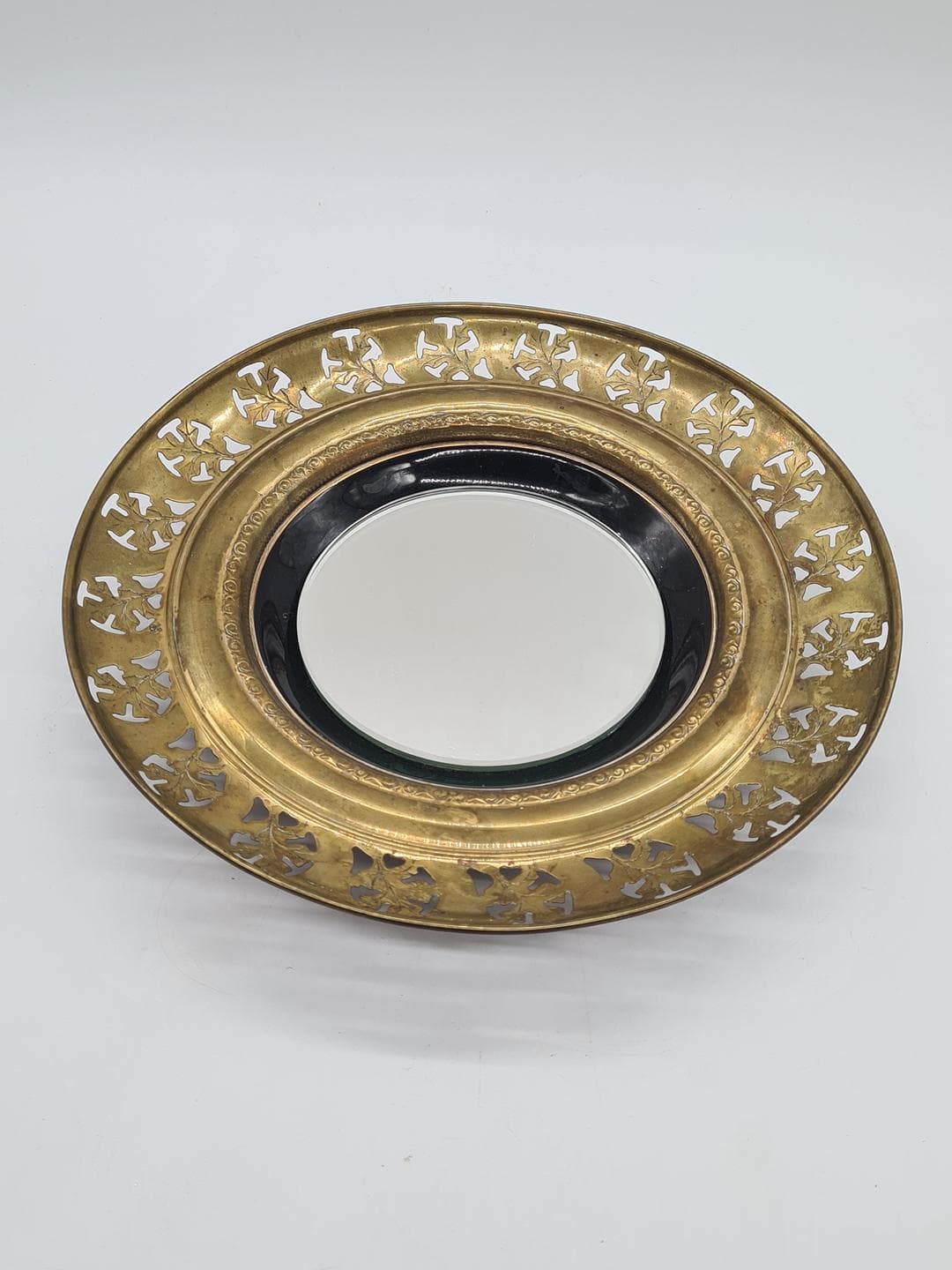 Wall Mirror Regency, gold brass, black glass, United Kingdom, 1970s - 341627