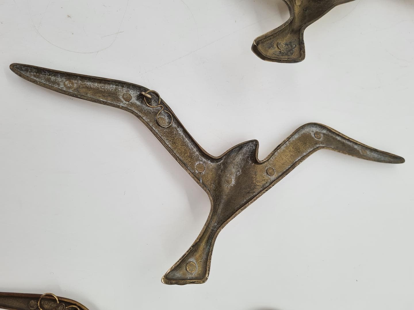 Set of Five Wall Sculptures, Modernist Seagulls, Gold Brass, Norway, 1970s - 341643