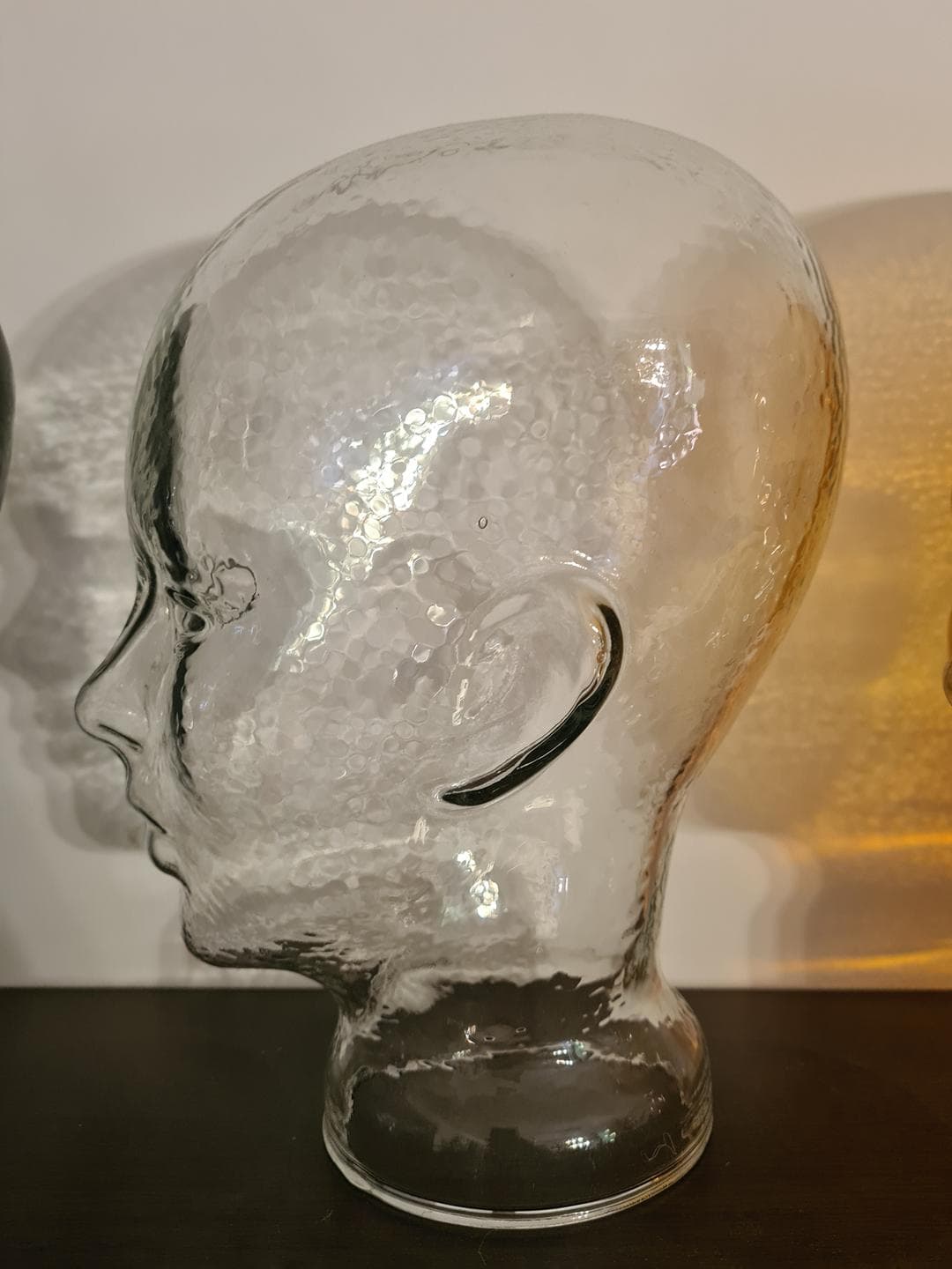 Set of Four Display Heads, black, clear, amber, cobalt, glass, 1970s - 341679