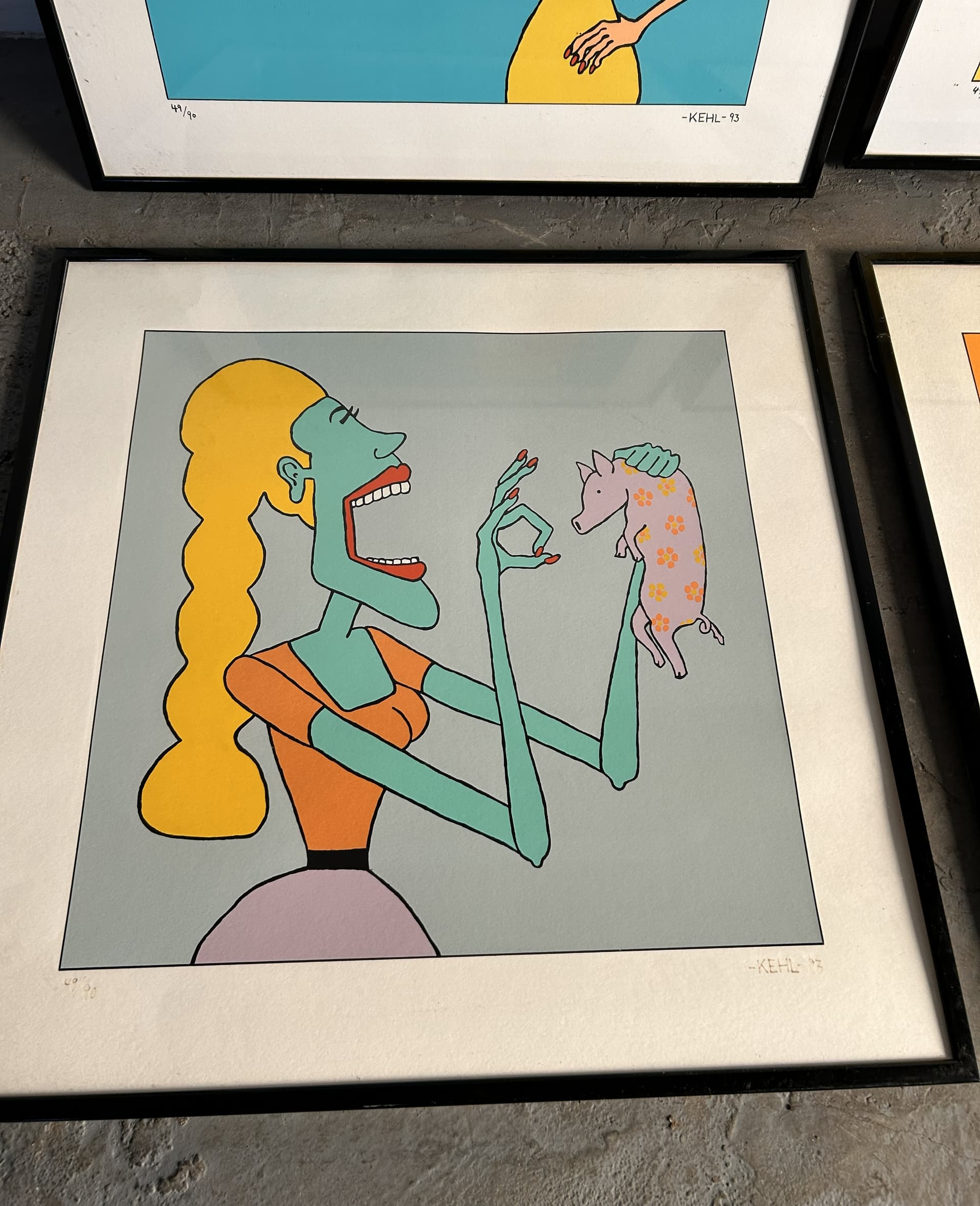 Set of Four Pop Art Prints 67x67 cm, colored paper, black wood, Germany, 1990s - 341728