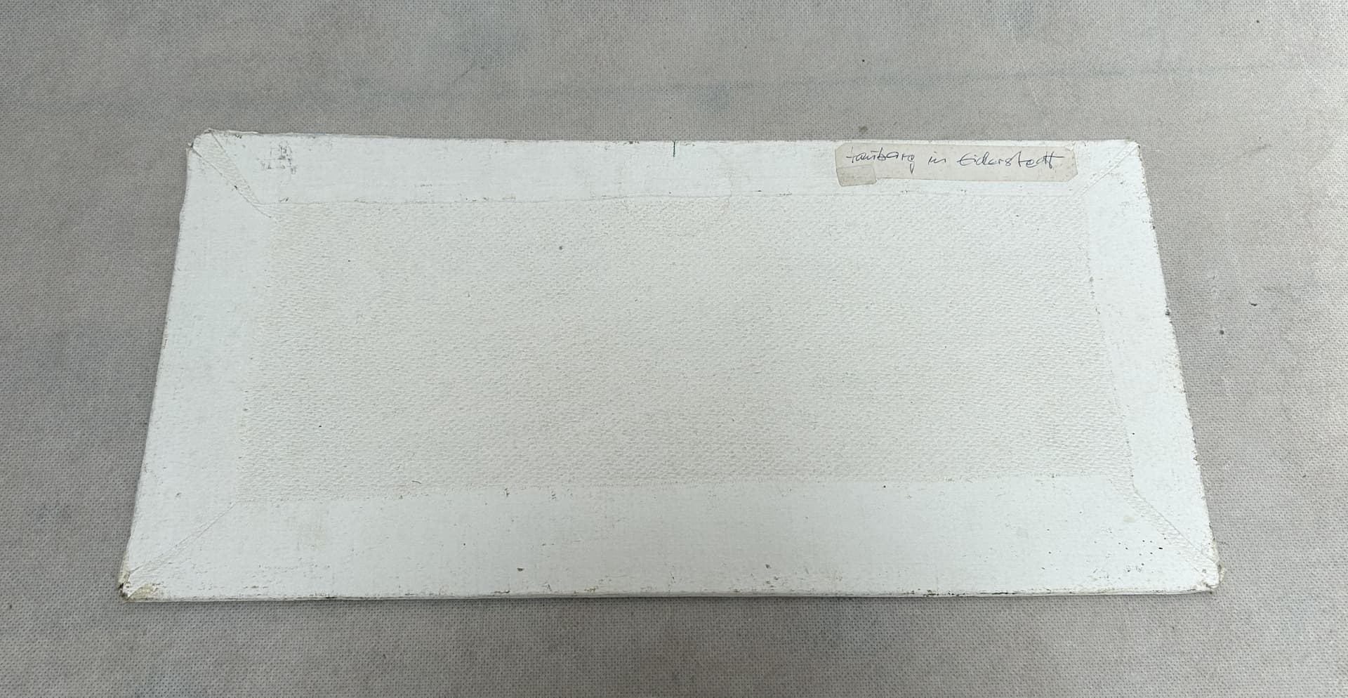 Obraz olejny, pejzaż, płótno brązowy zielony niebieski, drewno, lata 80., 40x19,5 cm - 341768