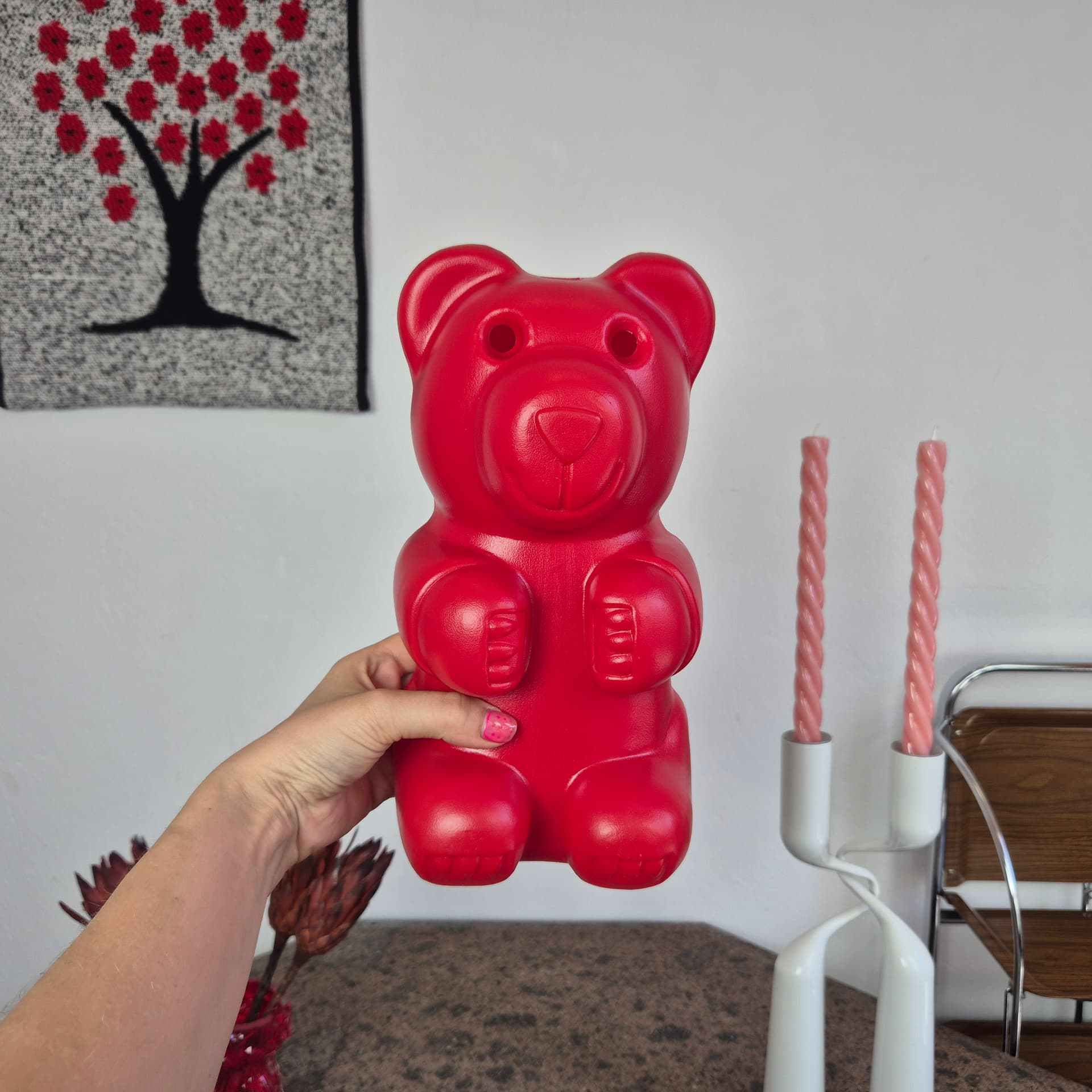 Nawilżacz powietrza, miś Haribo, plastik czerwony, Niemcy, lata 90. - 341887