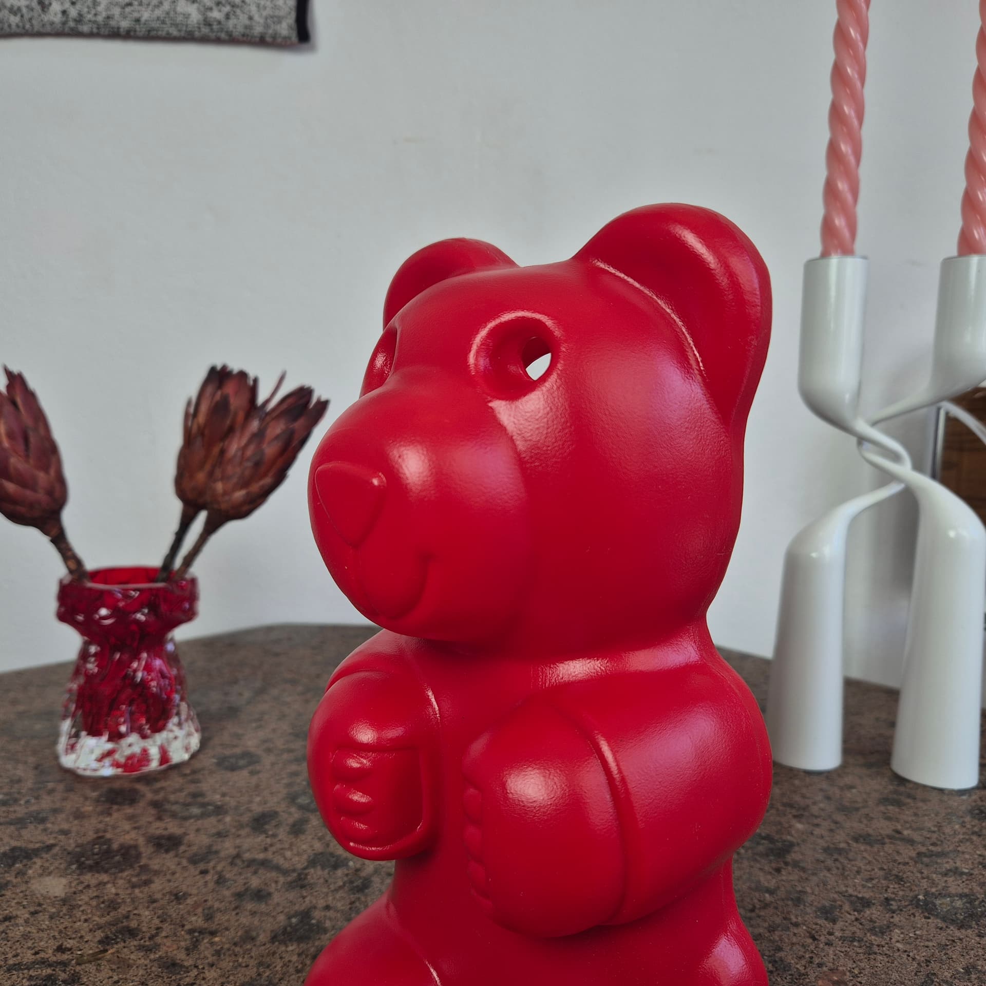 Nawilżacz powietrza, miś Haribo, plastik czerwony, Niemcy, lata 90. - 341884