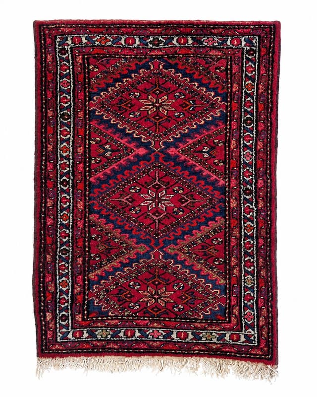 Rug Shiraz 150x103 cm, red multicolor, wool, Iran, 1960s. - DIMENSION
