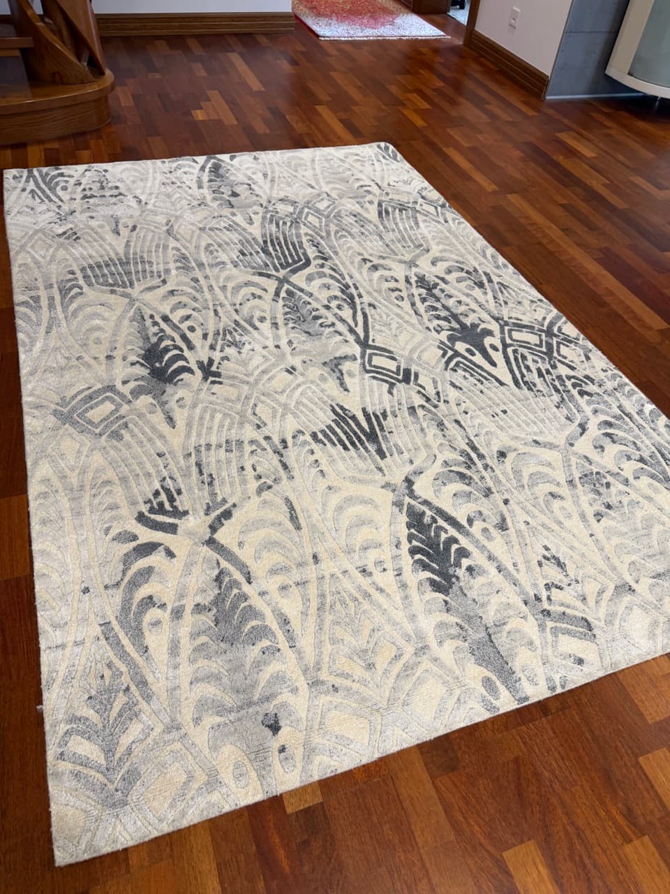 Persian Kashmiri Rug, grey silver, cashmere wool silk, Iran, 280x185 cm - 341982