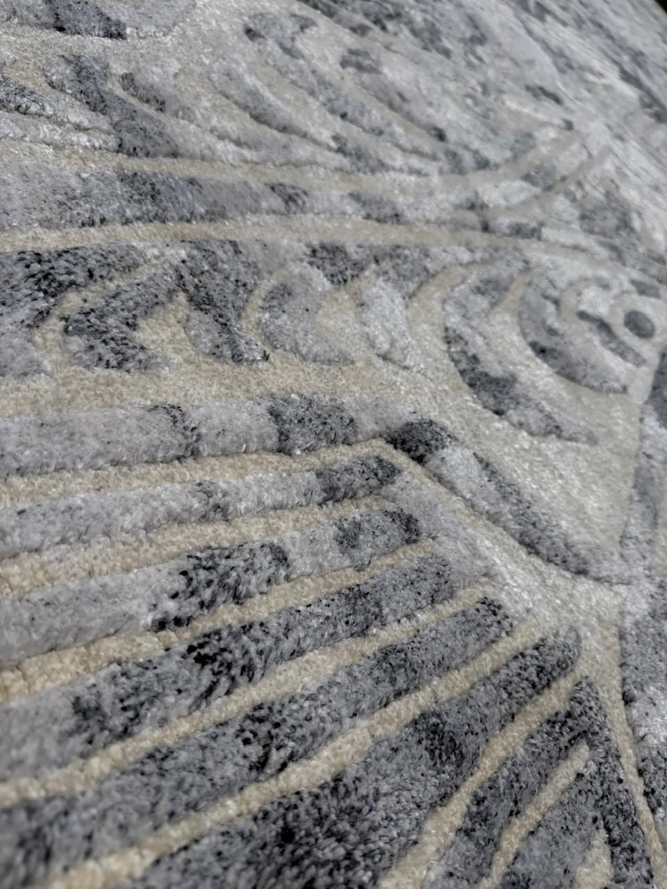Persian Kashmiri Rug, grey silver, cashmere wool silk, Iran, 280x185 cm - 341974