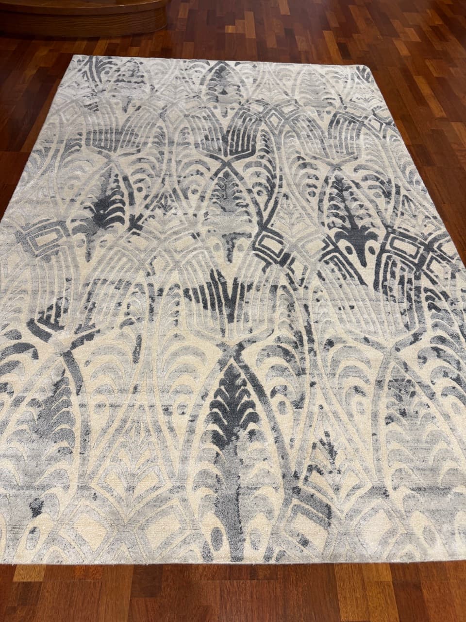 Persian Kashmiri Rug, grey silver, cashmere wool silk, Iran, 280x185 cm - 341980