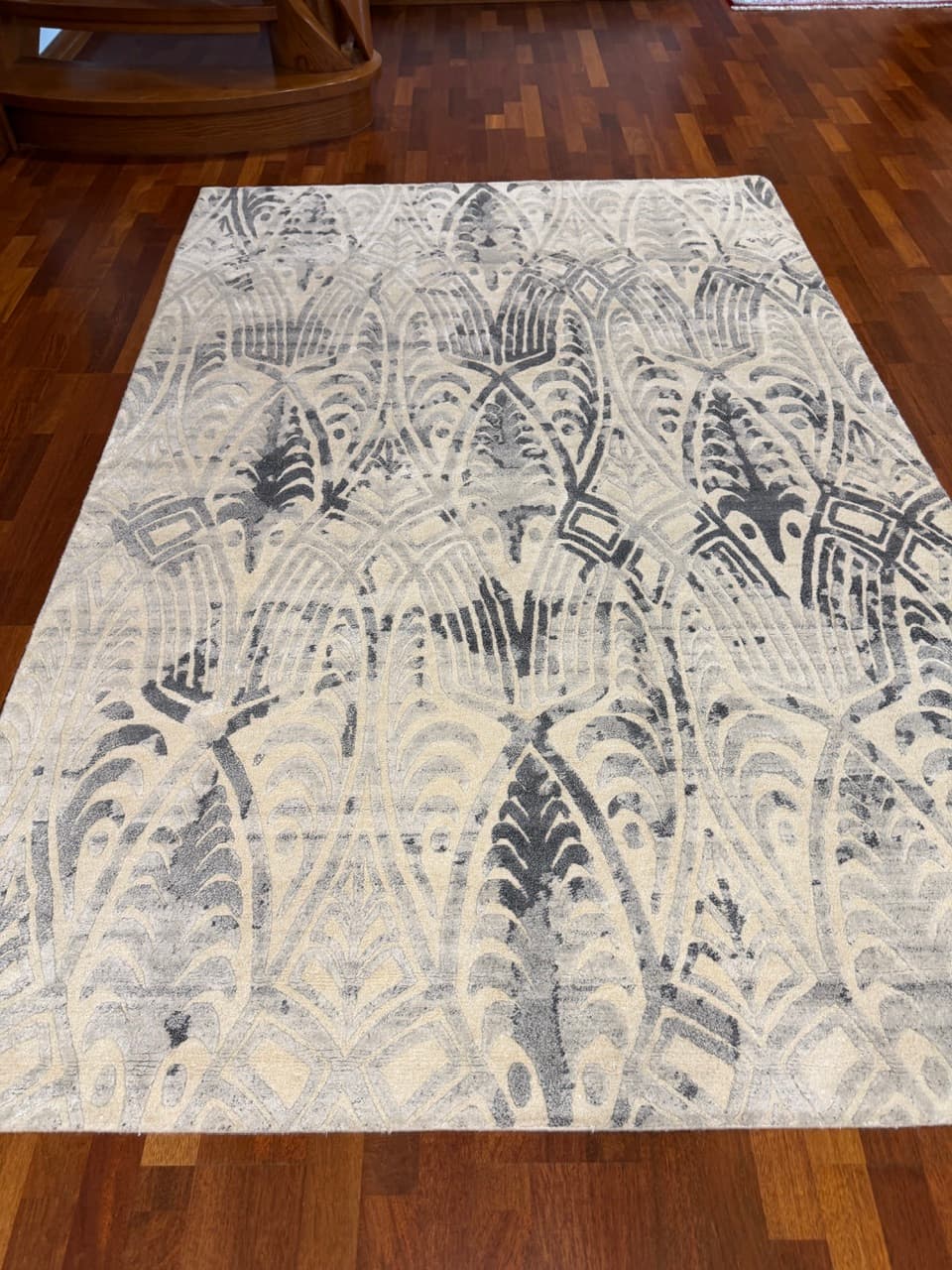 Persian Kashmiri Rug, grey silver, cashmere wool silk, Iran, 280x185 cm - 341983
