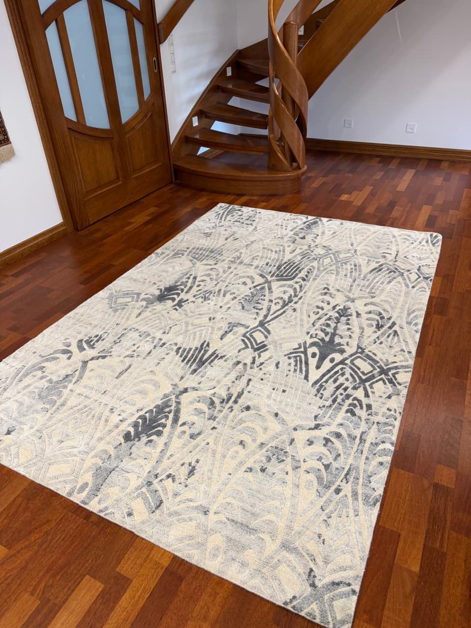 Persian Kashmiri Rug, grey silver, cashmere wool silk, Iran, 280x185 cm - 341979