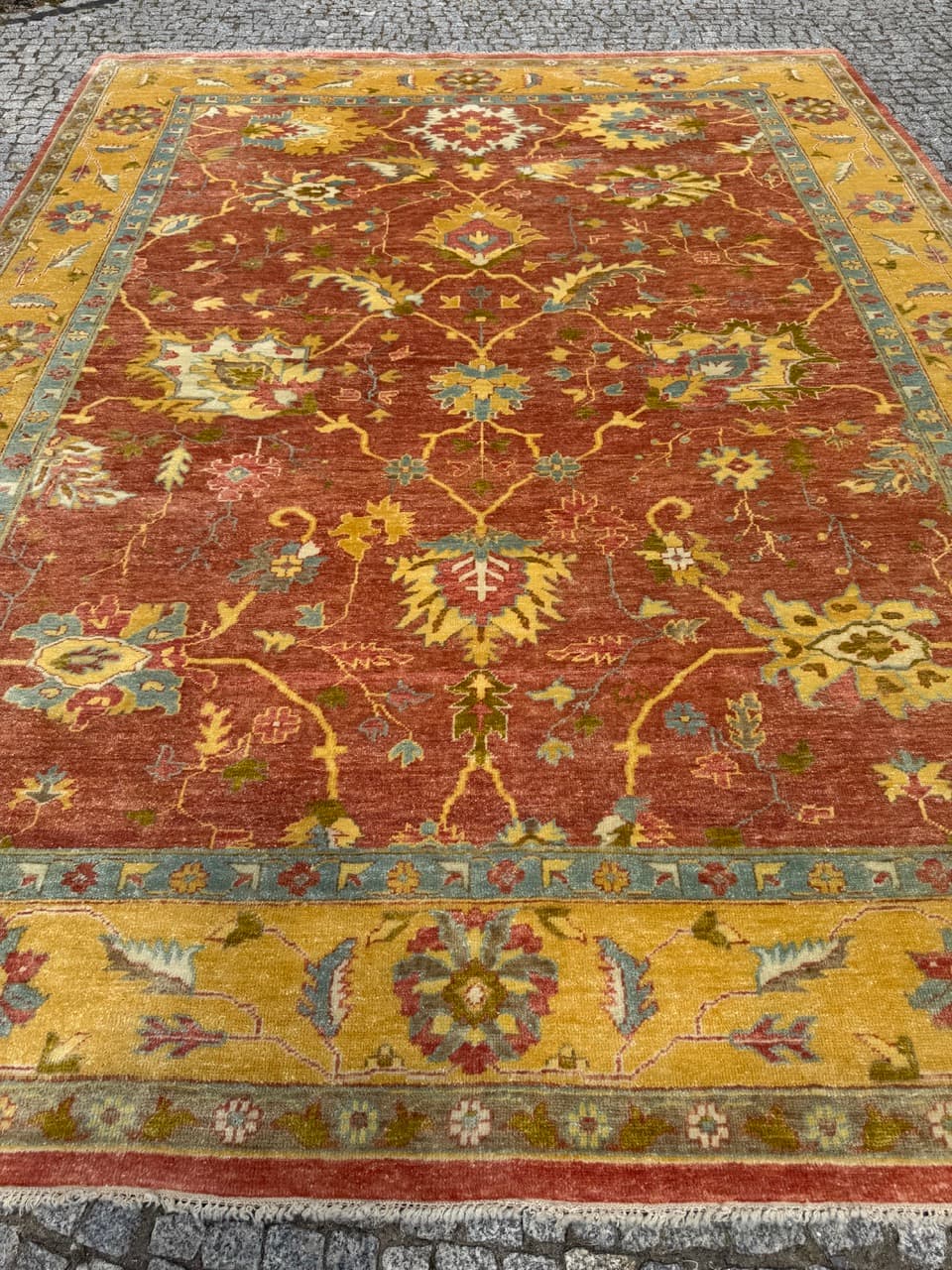 Rug Ziegler Tabriz 370x275 cm, terracotta gold, cashmere wool, Iran - 342007