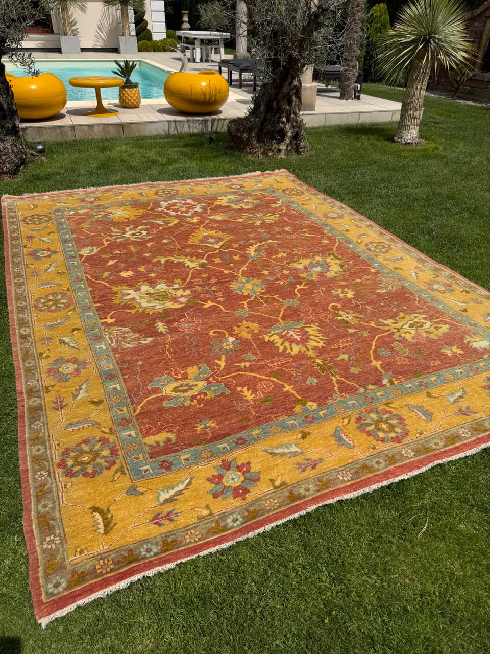 Rug Ziegler Tabriz 370x275 cm, terracotta gold, cashmere wool, Iran - 342002