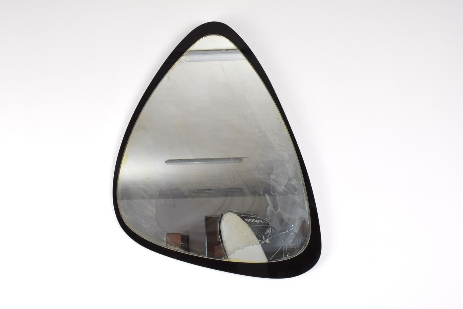 Wall mirror, black glass, Italy, 1960s. - 342008