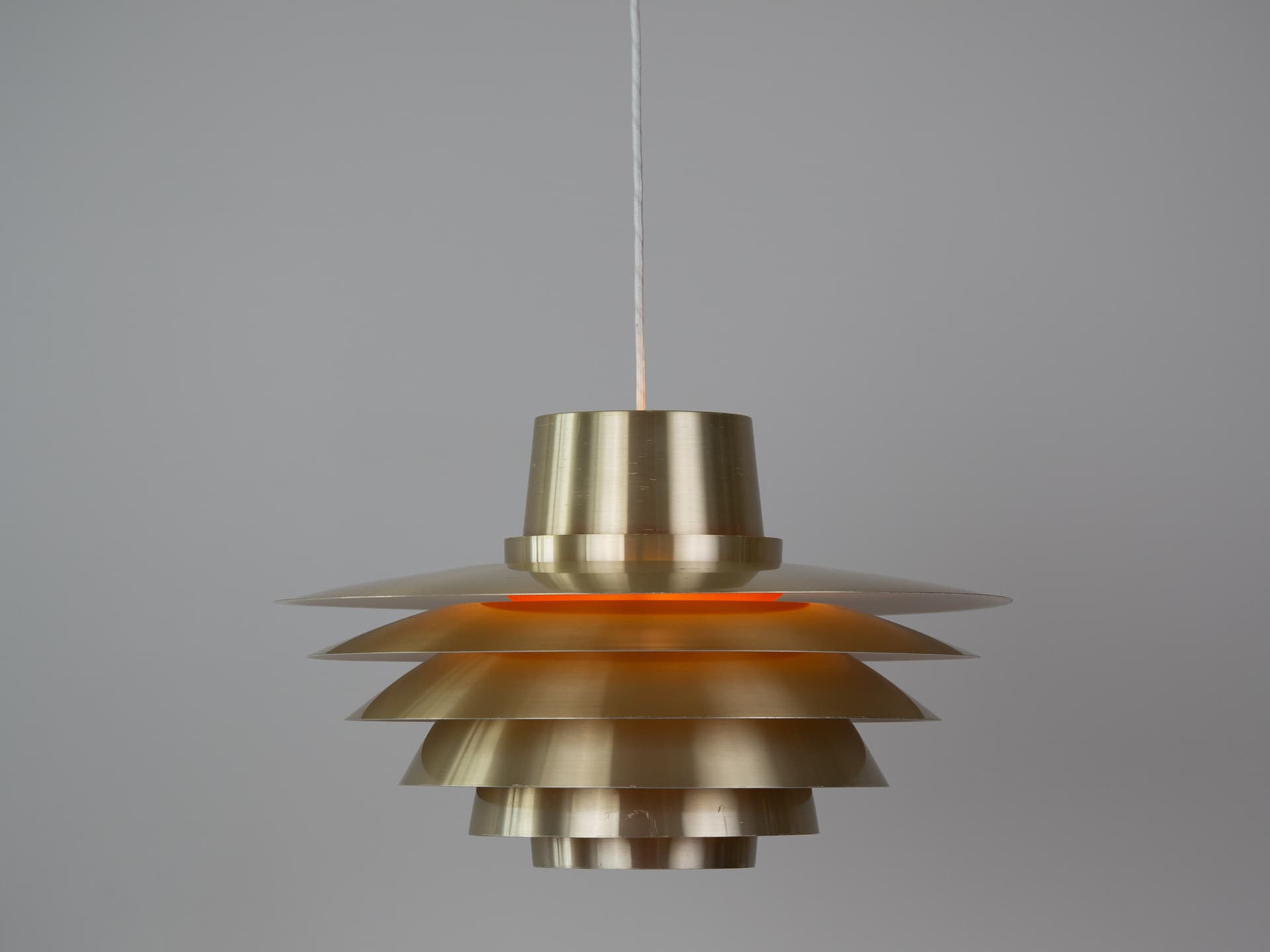 Pendant lamp Verona, gold, aluminum, by S. Middelboe, Lyfa, Denmark, 1960s. - 342047