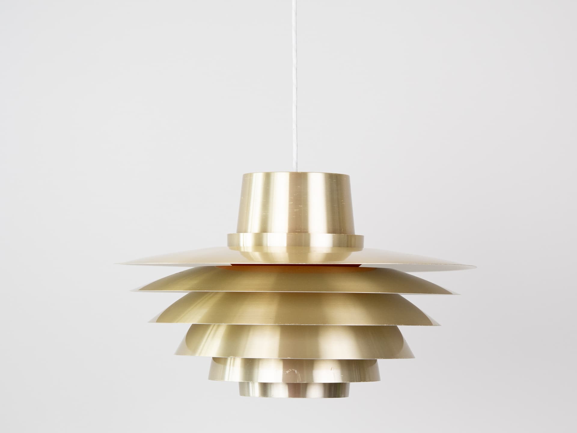 Pendant lamp Verona, gold, aluminum, by S. Middelboe, Lyfa, Denmark, 1960s. - 342045