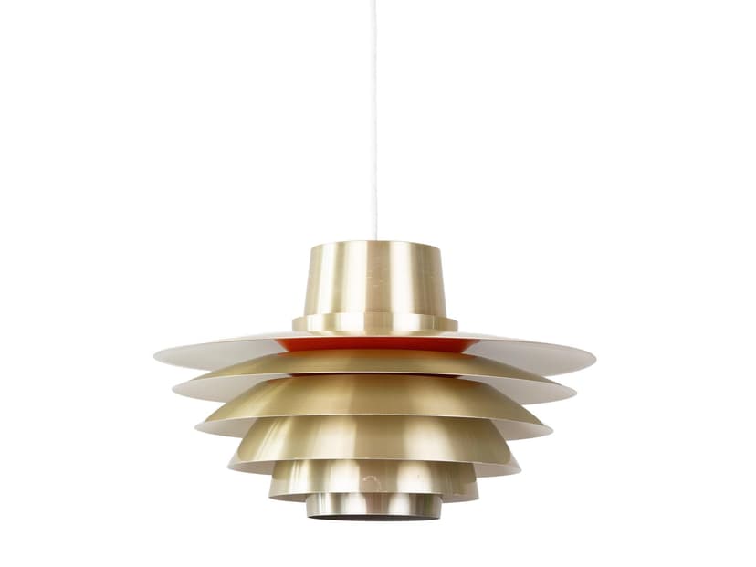 Pendant lamp Verona, gold, aluminum, by S. Middelboe, Lyfa, Denmark, 1960s.