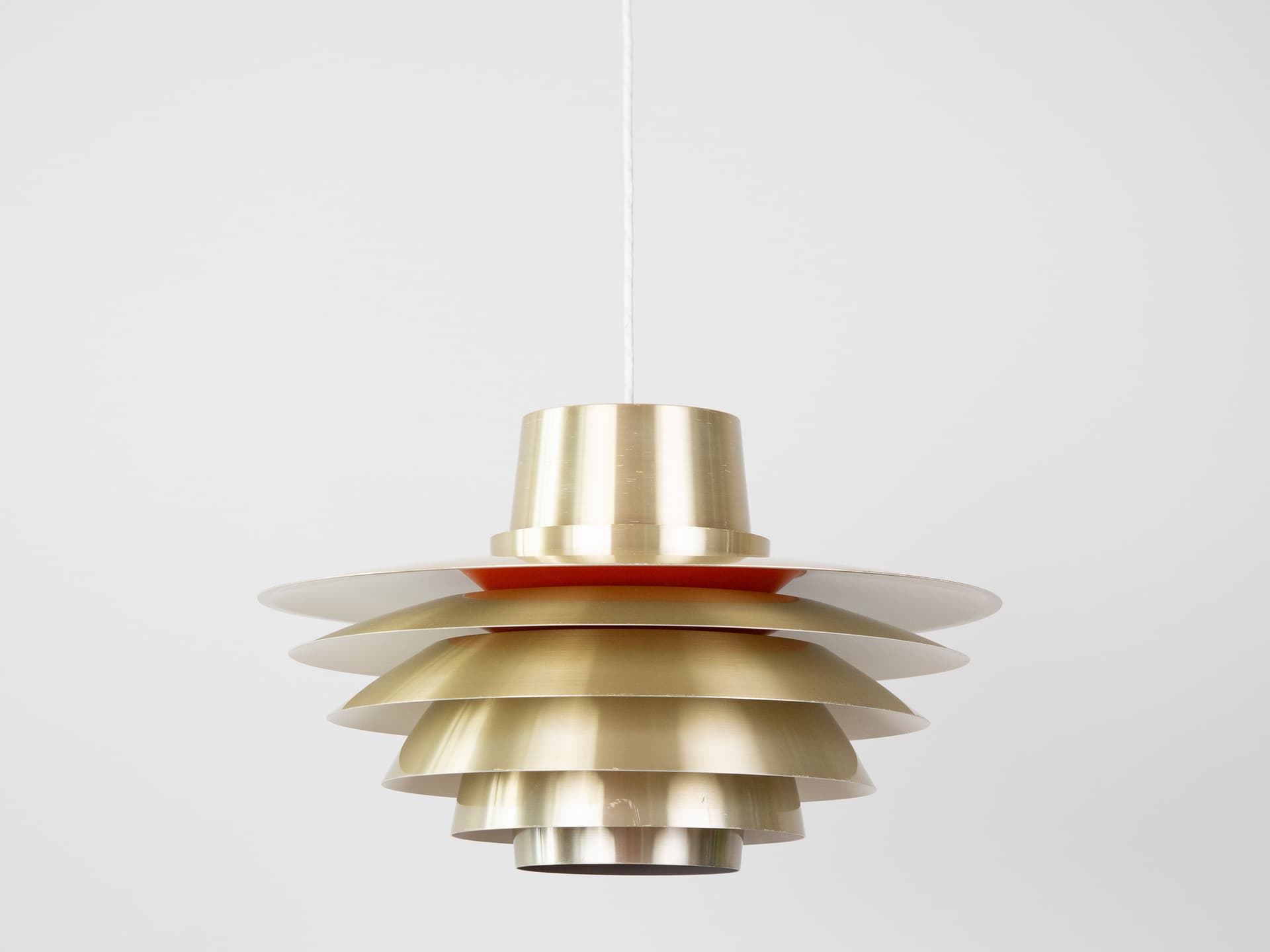 Pendant lamp Verona, gold, aluminum, by S. Middelboe, Lyfa, Denmark, 1960s. - 342044