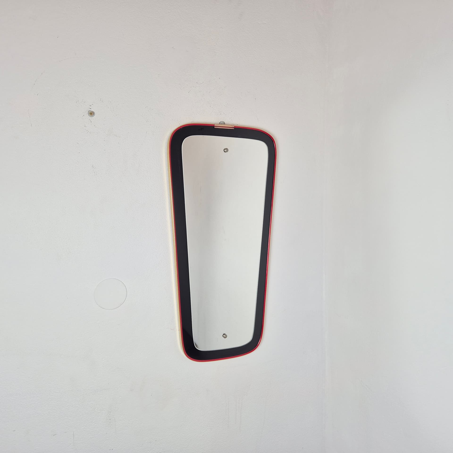 Mirror Rockabilly, black red gold metal, glass, Germany, 1960s. - 342108