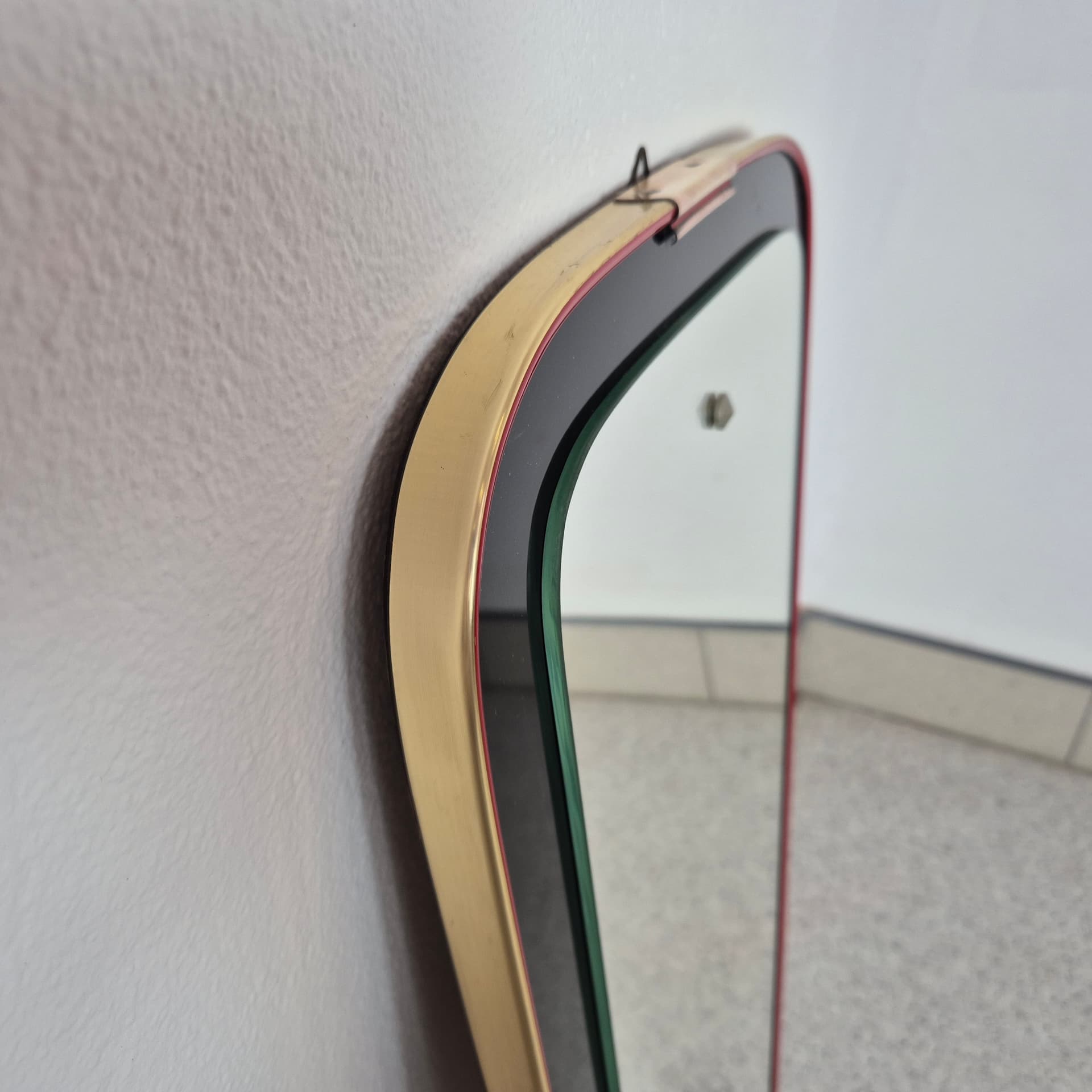 Mirror Rockabilly, black red gold metal, glass, Germany, 1960s. - 342112
