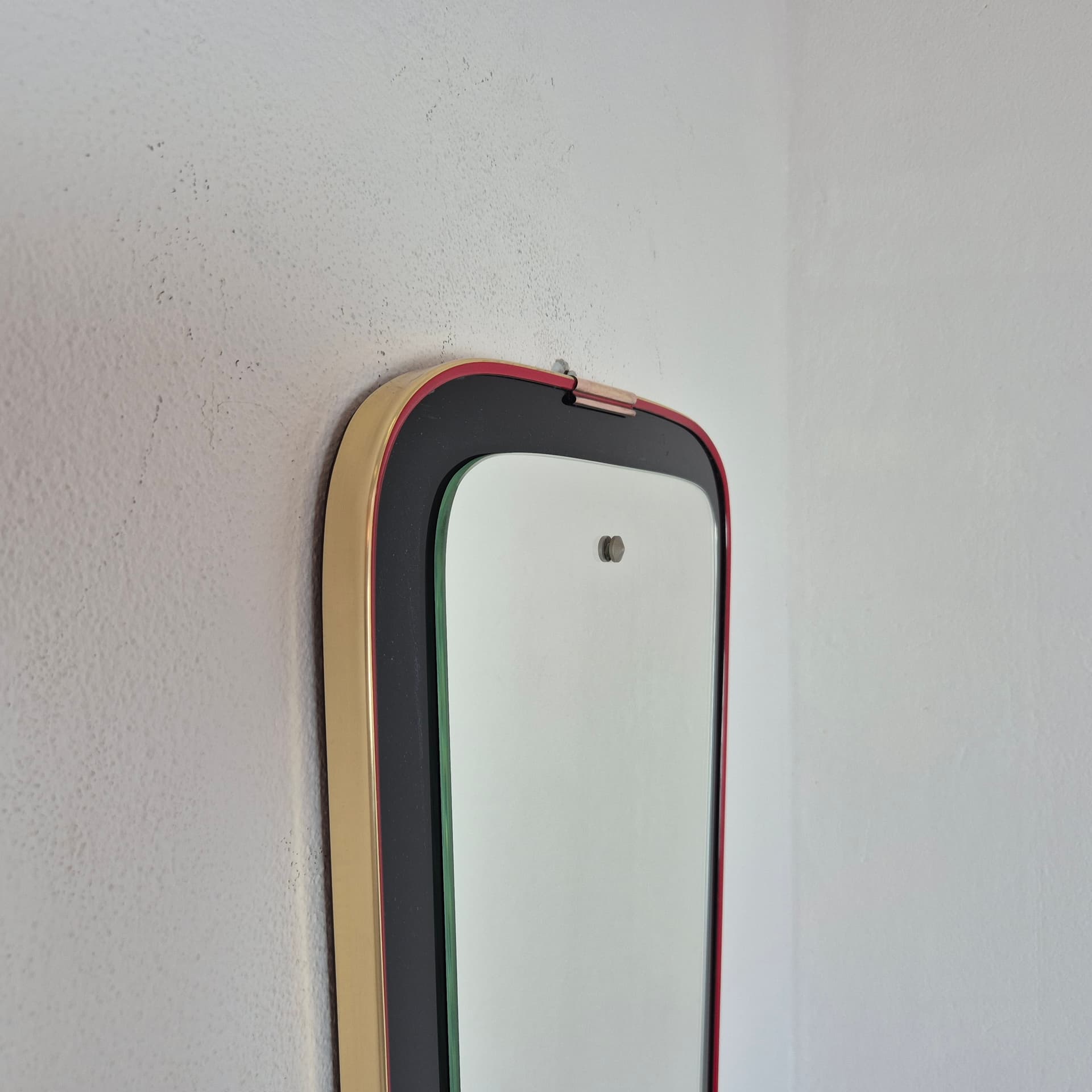 Mirror Rockabilly, black red gold metal, glass, Germany, 1960s. - 342110