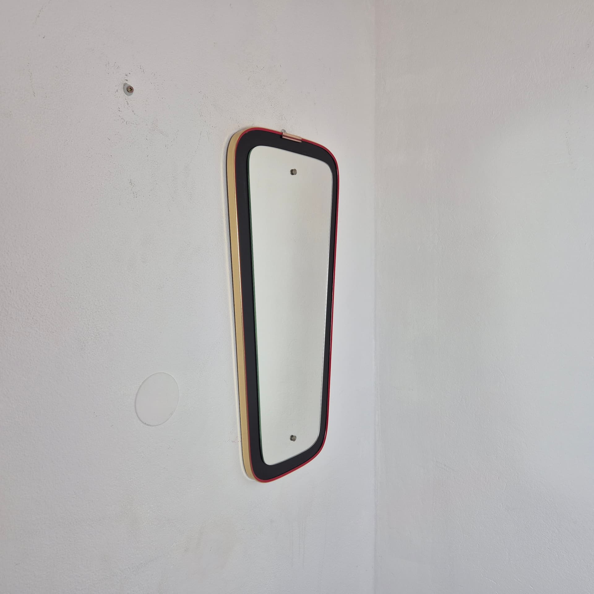 Mirror Rockabilly, black red gold metal, glass, Germany, 1960s. - 342109