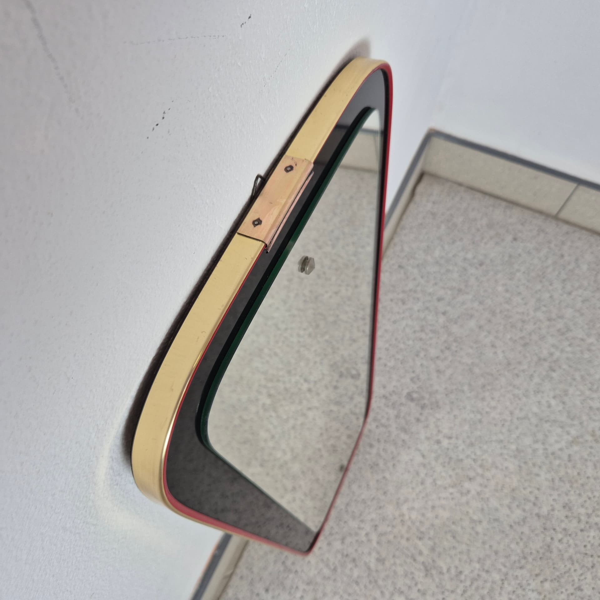 Mirror Rockabilly, black red gold metal, glass, Germany, 1960s. - 342113