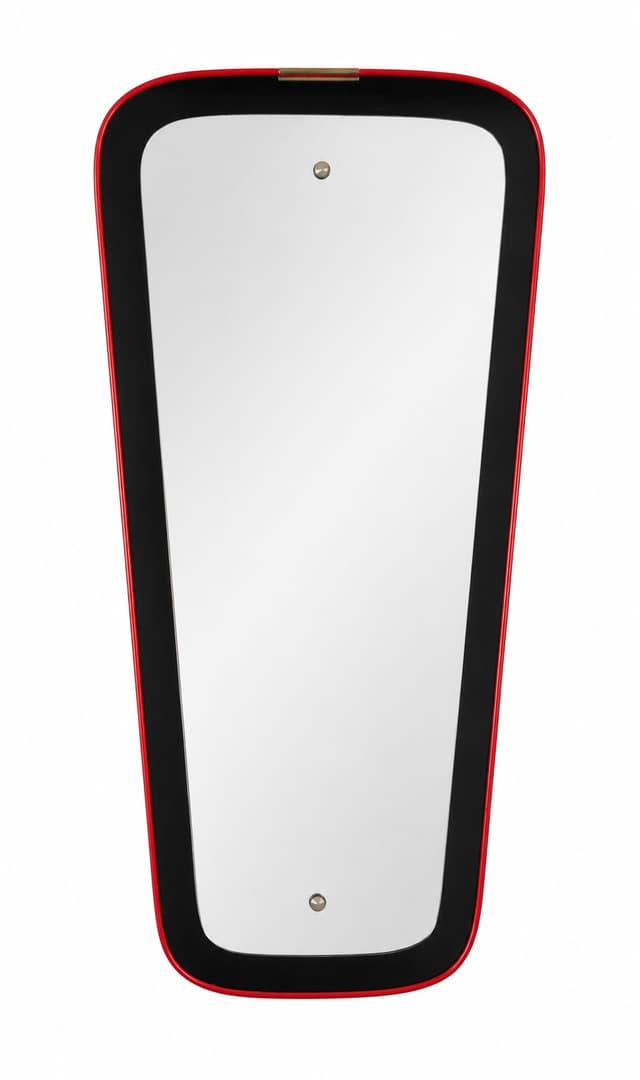 Mirror Rockabilly, black red gold metal, glass, Germany, 1960s. - DIMENSION
