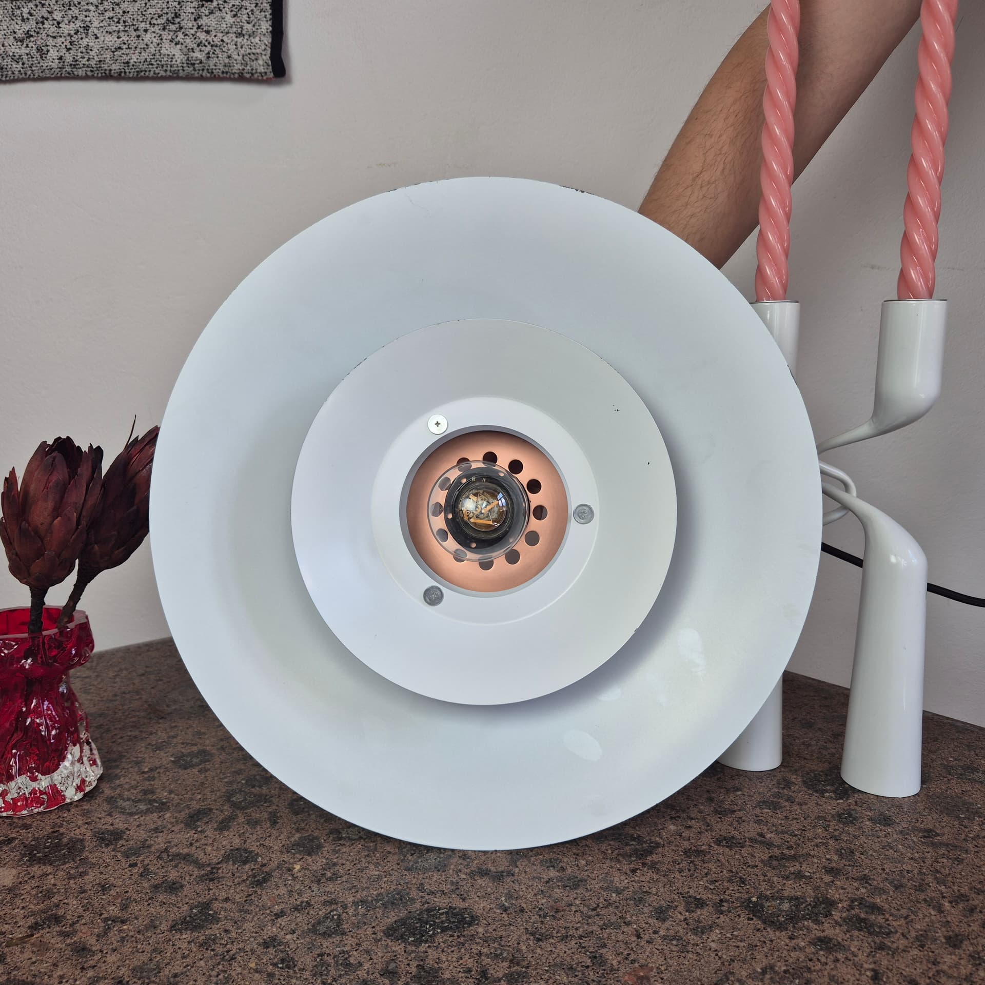 Lampa wisząca, piętrowa, metal czarny, miedź, Halo Design, Dania, lata 90. - 342133