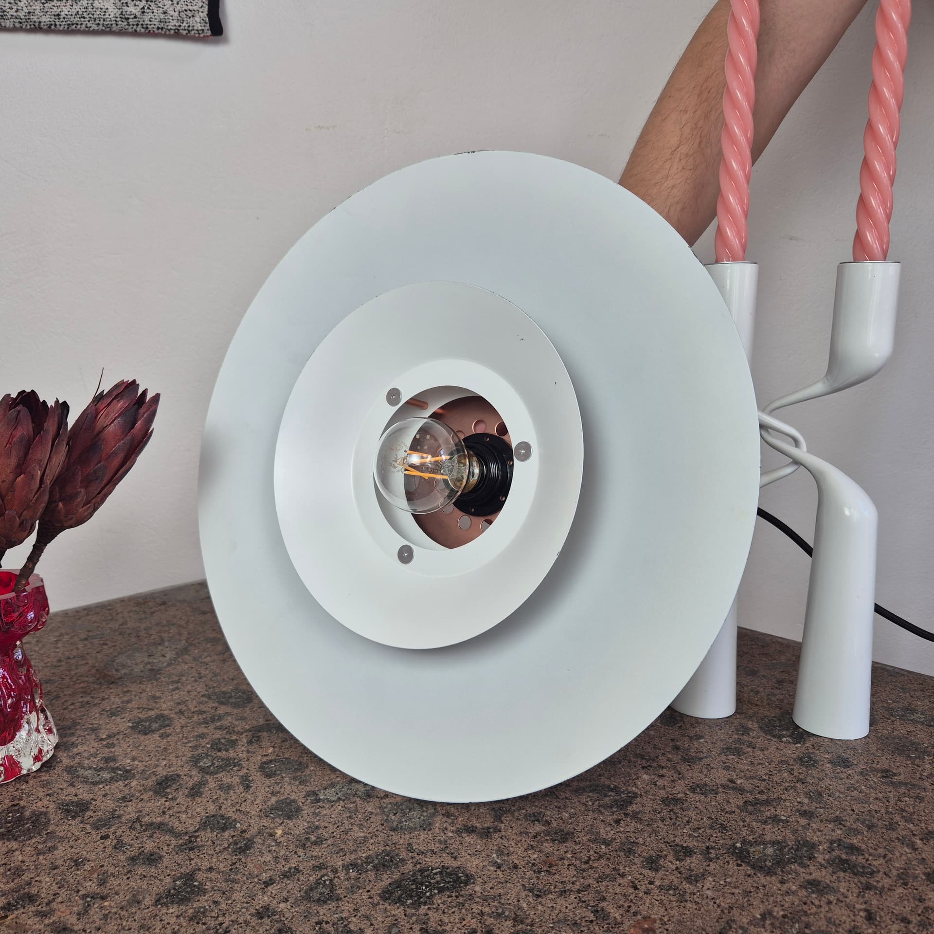 Lampa wisząca, piętrowa, metal czarny, miedź, Halo Design, Dania, lata 90. - 342134