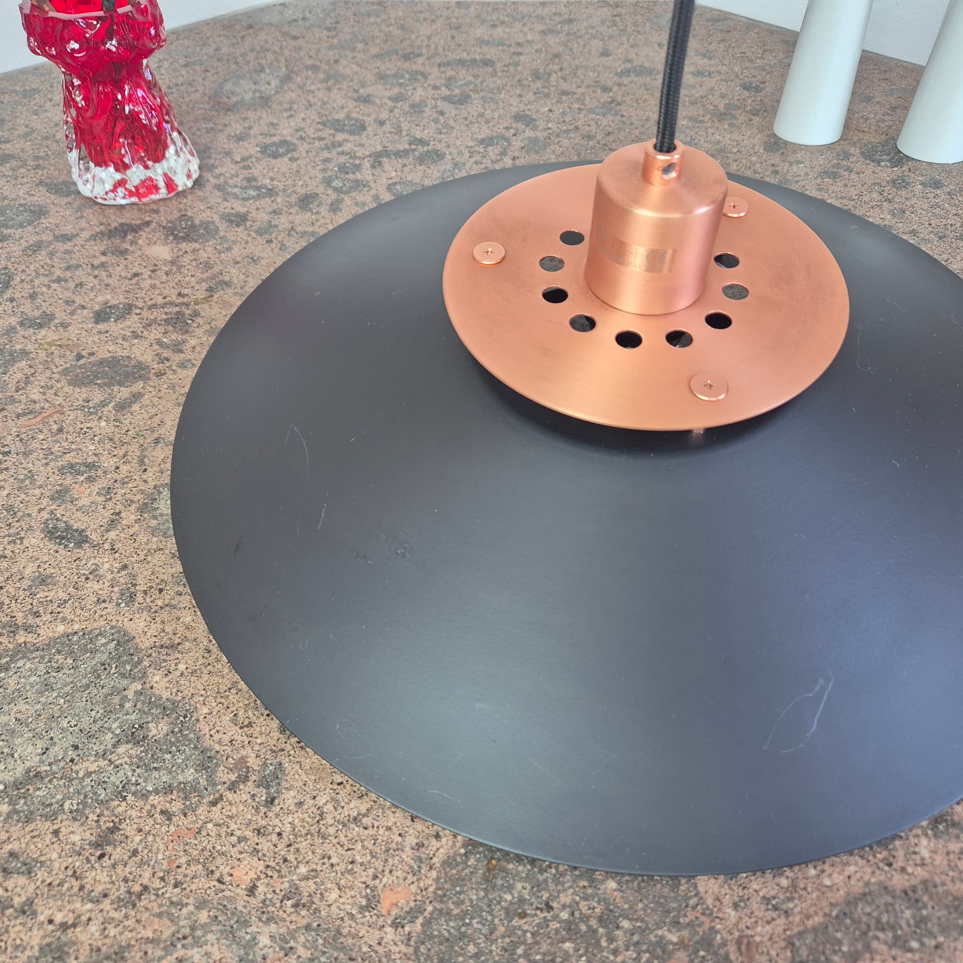 Lampa wisząca, piętrowa, metal czarny, miedź, Halo Design, Dania, lata 90. - 342138