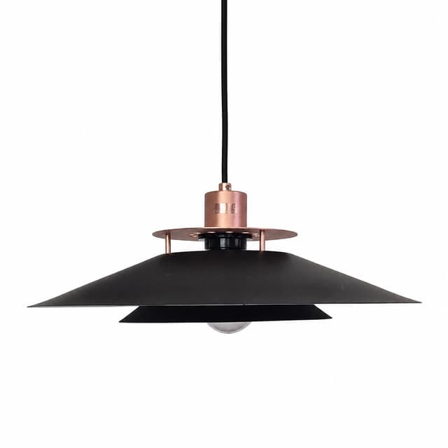 Lampa wisząca, piętrowa, metal czarny, miedź, Halo Design, Dania, lata 90. - WYMIARY