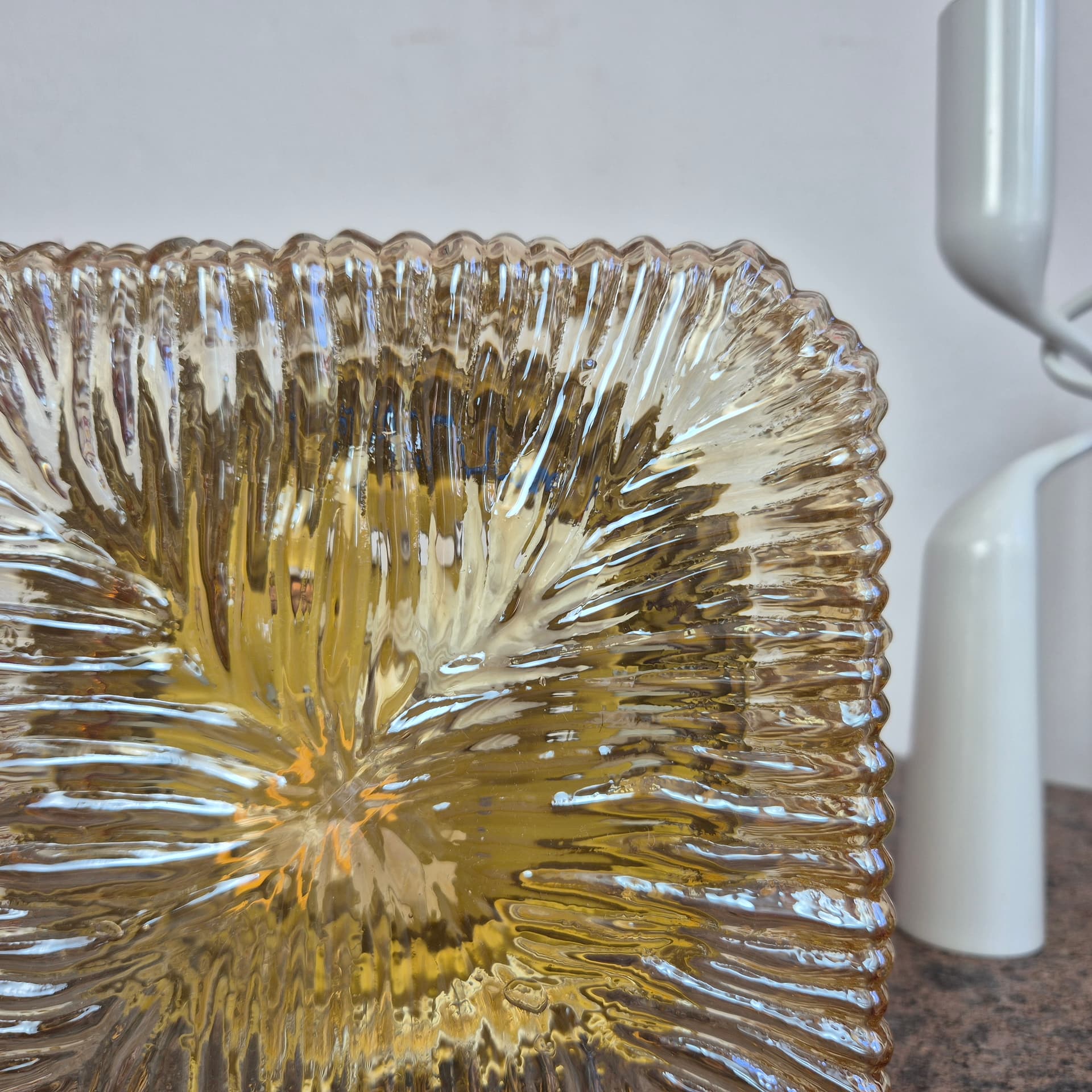 Flush mount, amber glass, Germany, 1970s. - 342143