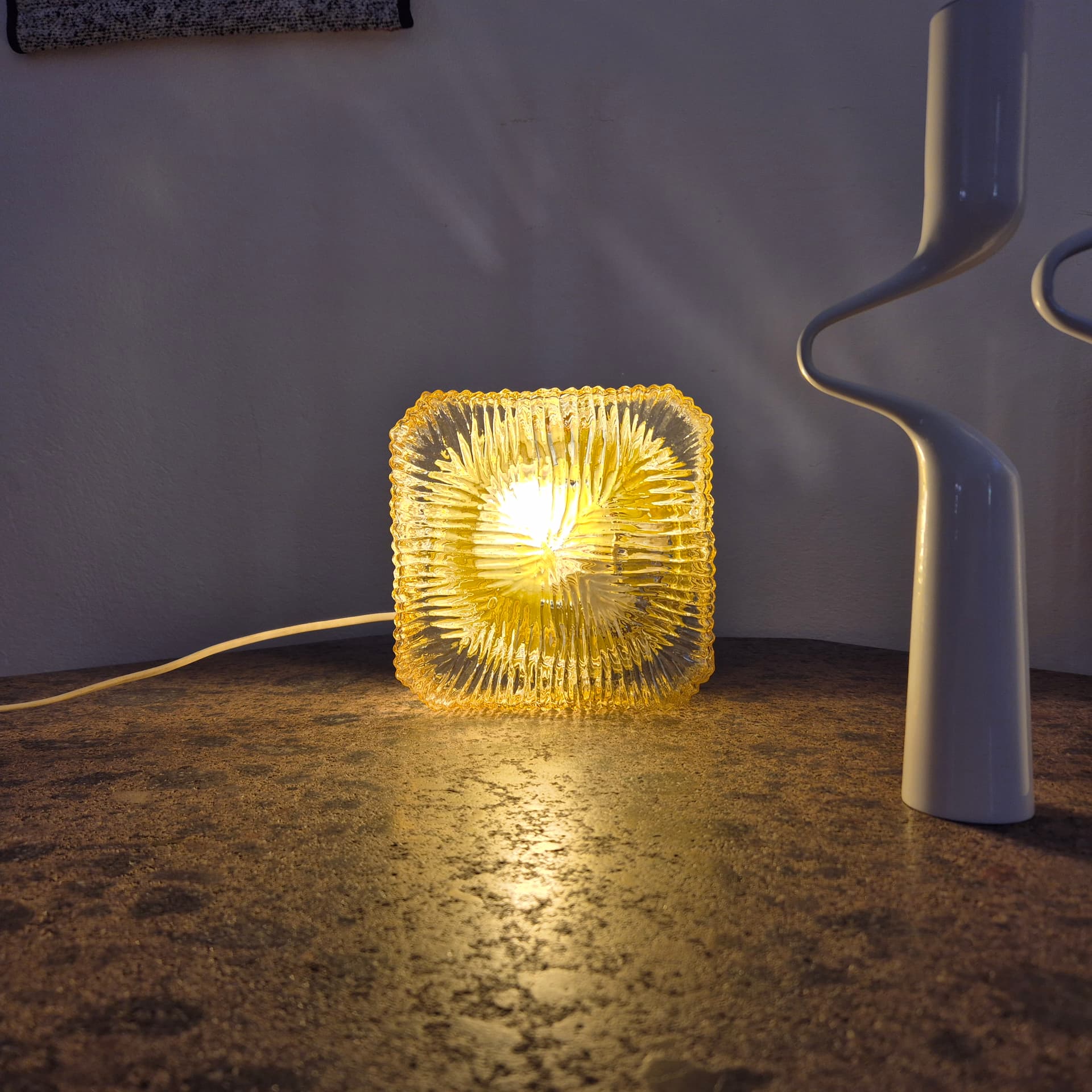 Flush mount, amber glass, Germany, 1970s. - 342147