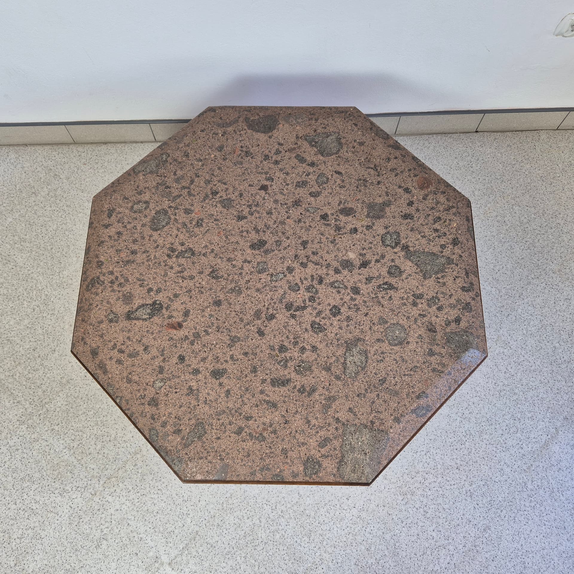 Coffee Table Hexagonal, multicolor stone, brown oak, Germany, 1960s. - 342157