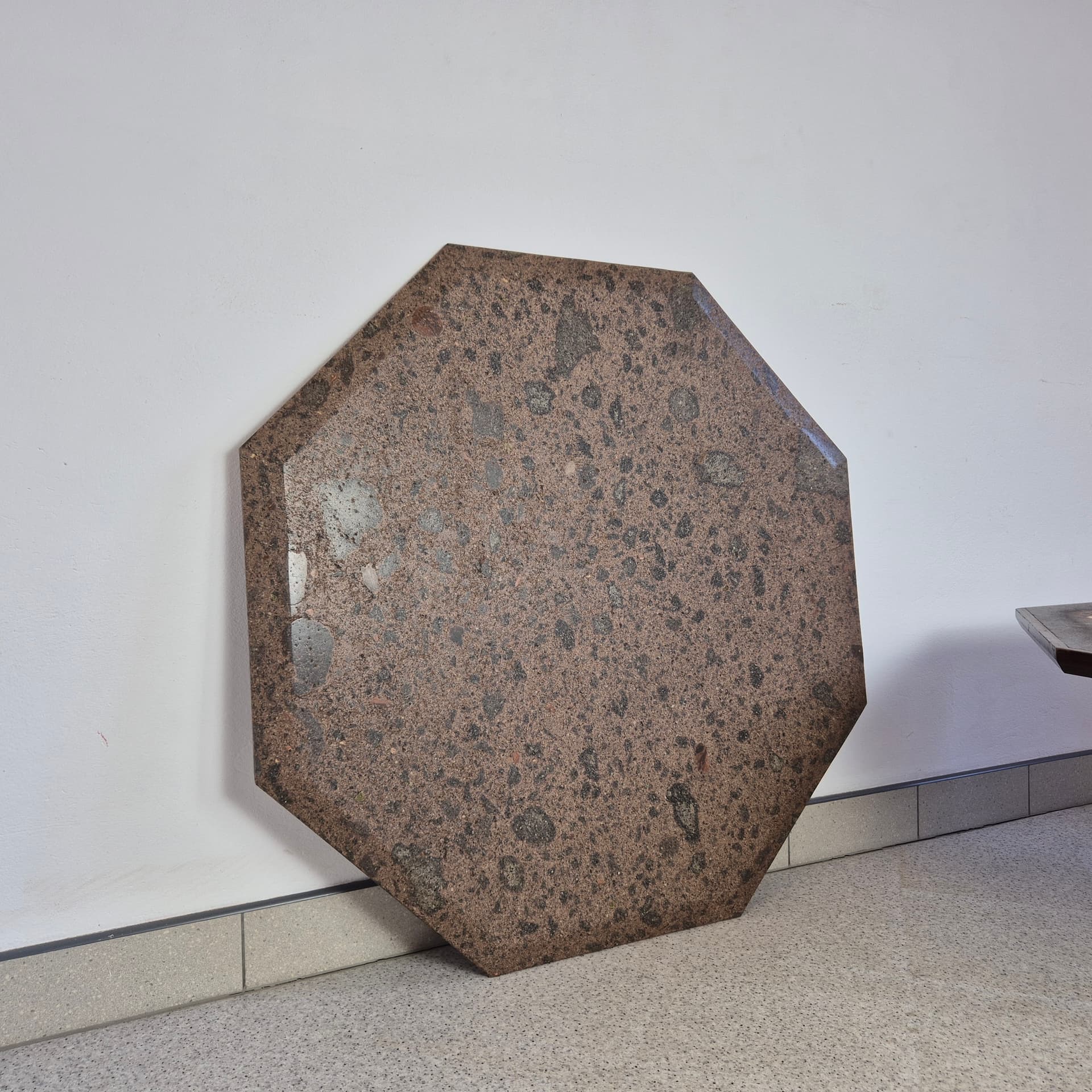 Coffee Table Hexagonal, multicolor stone, brown oak, Germany, 1960s. - 342156