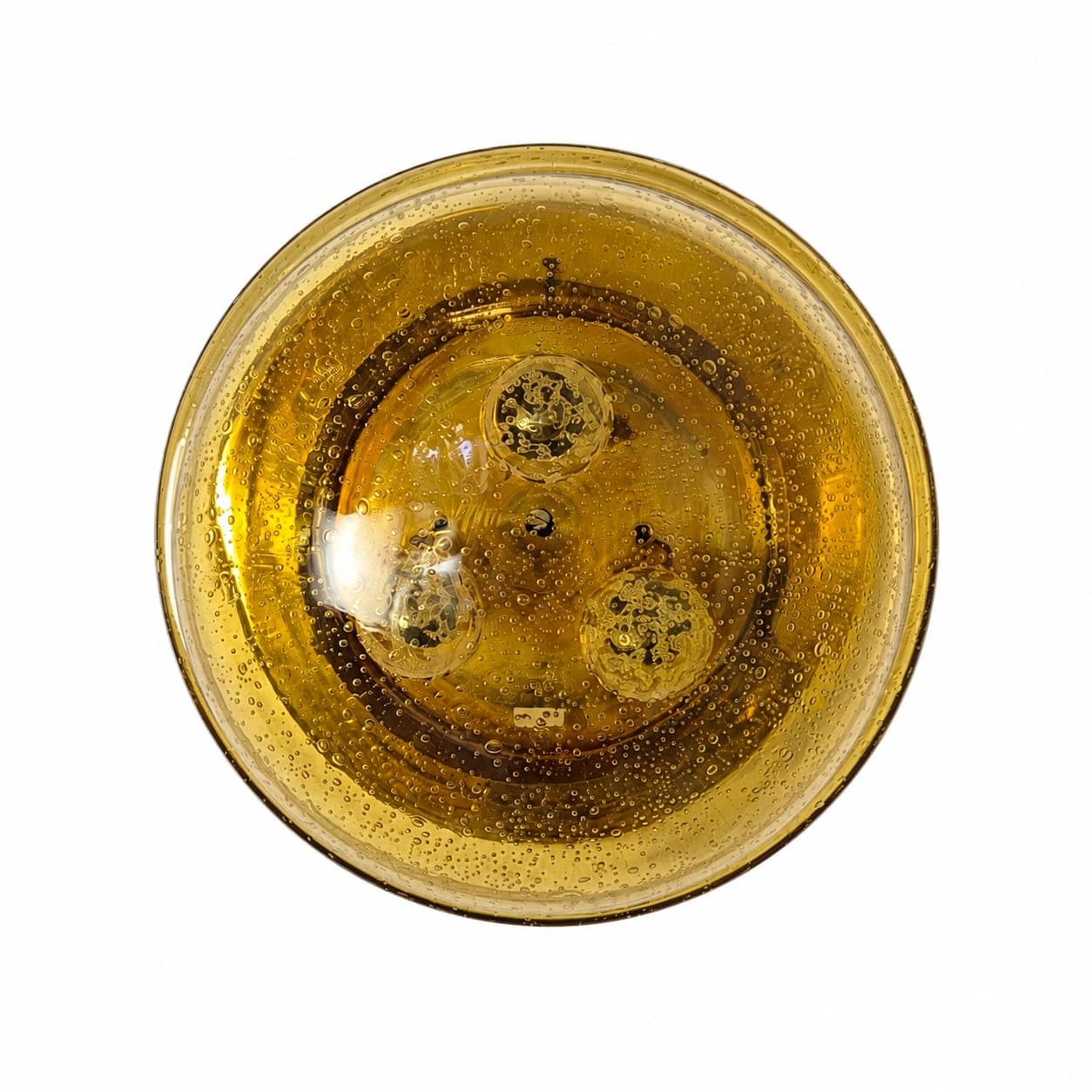 Flush mount / wall lamp, amber, glass, Lampukas OY, Finland, 1970s.