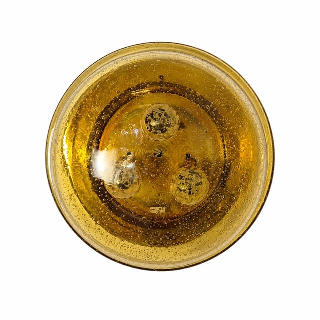 Flush mount / wall lamp, amber, glass, Lampukas OY, Finland, 1970s. - DIMENSION