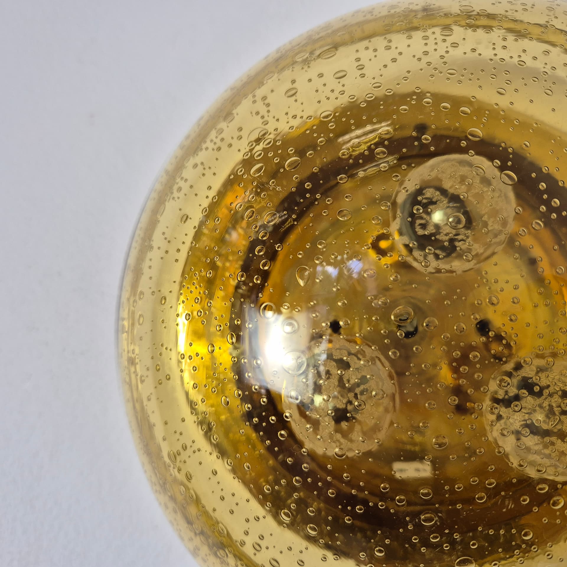 Flush mount / wall lamp, amber, glass, Lampukas OY, Finland, 1970s. - 342178