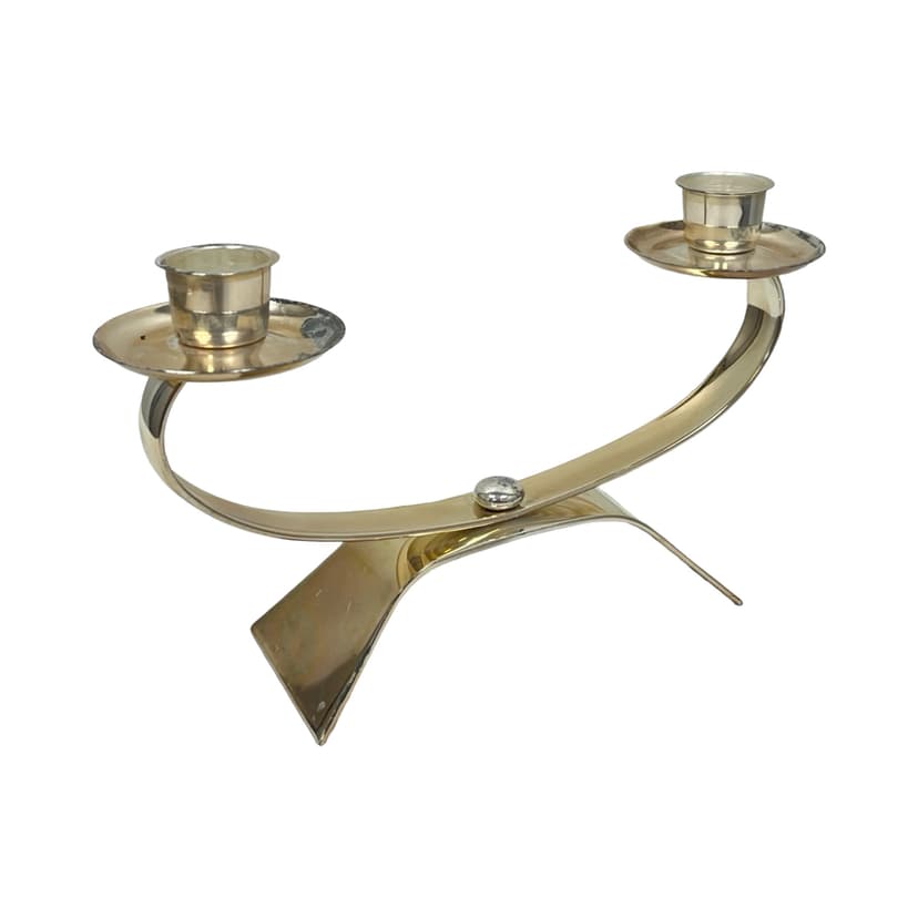 Two-armed candlestick, silver metal, WMF, Germany, 1970s.