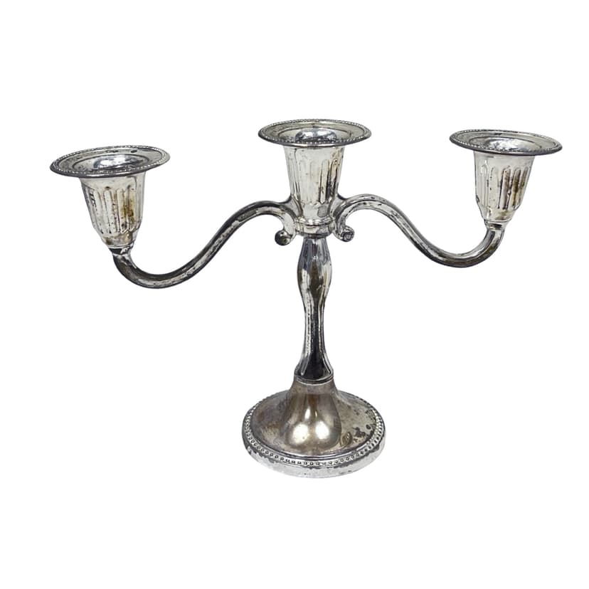 Three-arm candelabrum, silver, United Kingdom, 1970s.