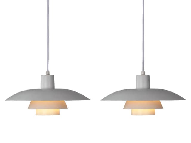 Para lamp wiszących PH 4/3, metal biały, proj. P. Henningsen, Louis Poulsen, Dania, lata 60. - WYMIARY