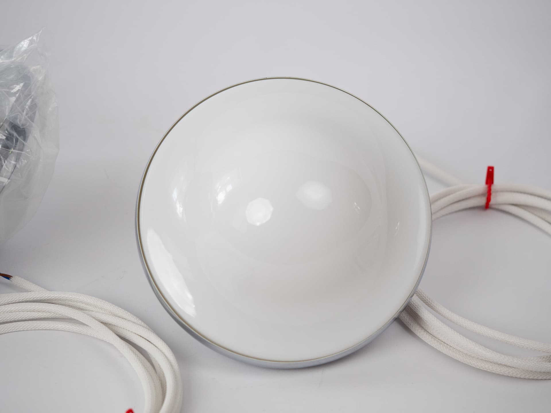 Para lamp wiszących Bubi, metal srebrny, szkło białe, proj. H. Koppel, Louis Poulsen, Dania, lata 70. - 342470