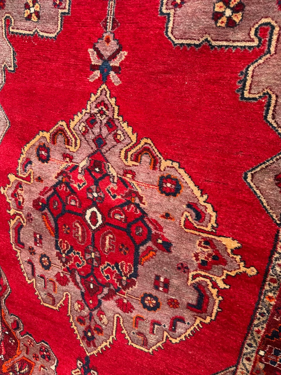 Dywan Hamadan 220x135 cm, czerwony multikolor, wełna, Iran, lata 70. - 342490