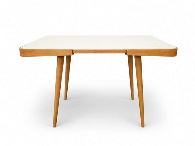 Side table, white, wood, by J. Jiroutek, Czechoslovakia, 1960s. - DIMENSION