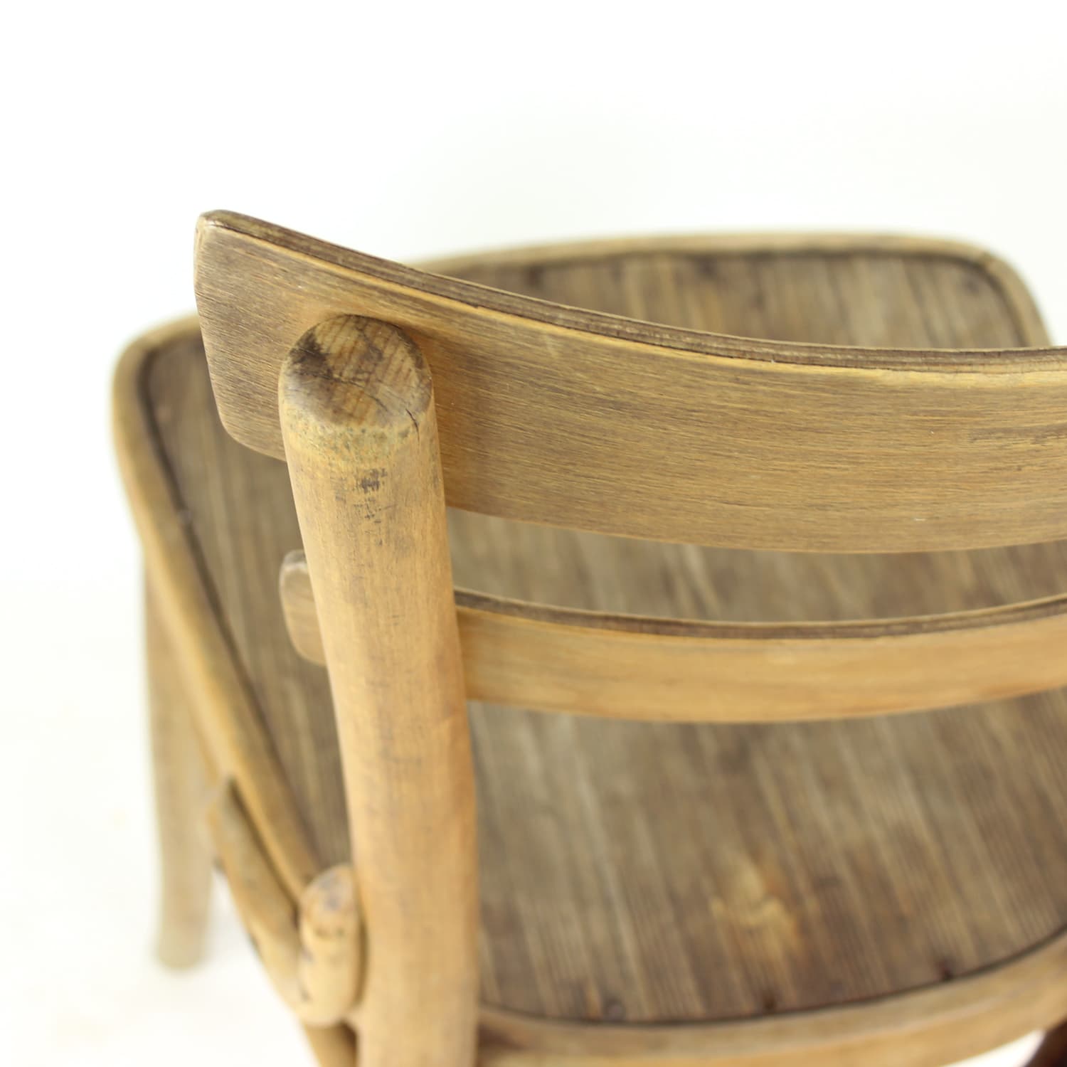 Krzesło bistro, dąb brązowy, sklejka beżowa, Thonet, lata 20. - 342871