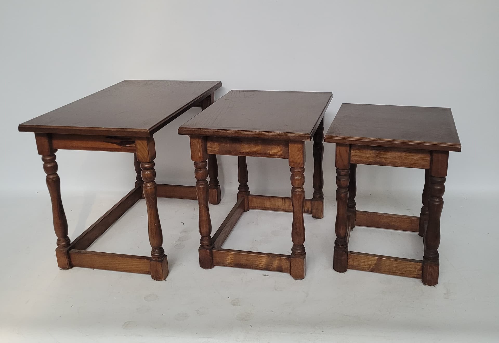 Set of three nesting side tables, brown wood, Germany, 1960s. - 342880