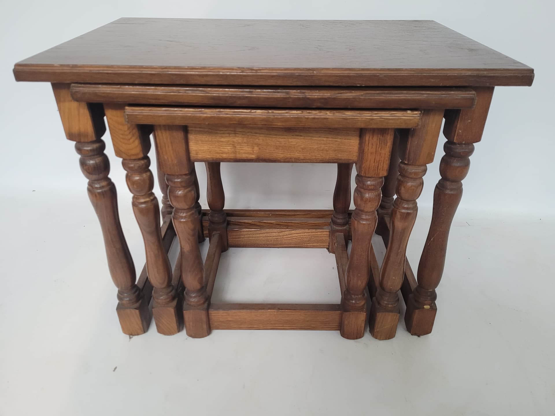Set of three nesting side tables, brown wood, Germany, 1960s. - 342883