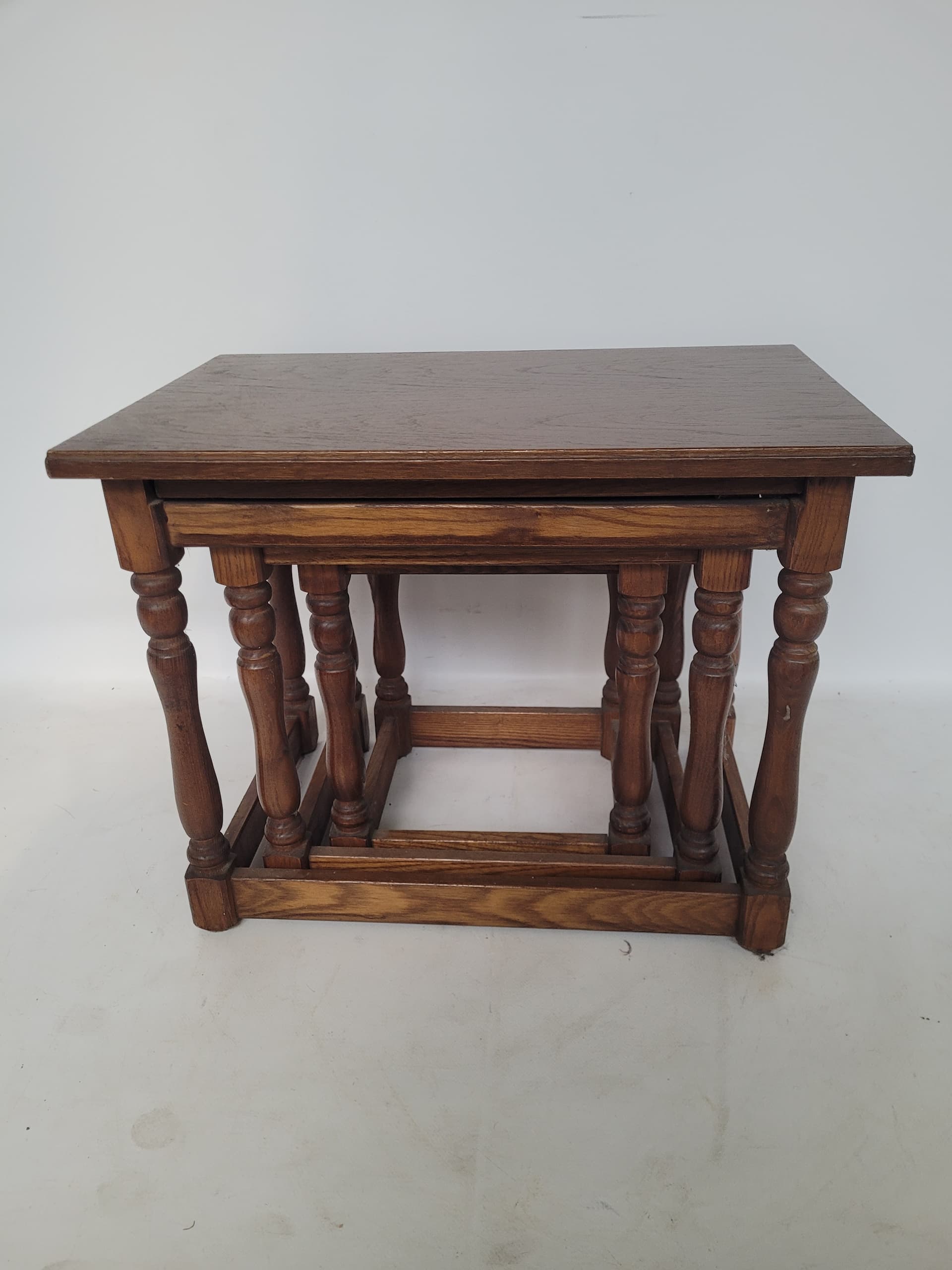 Set of three nesting side tables, brown wood, Germany, 1960s. - 342890