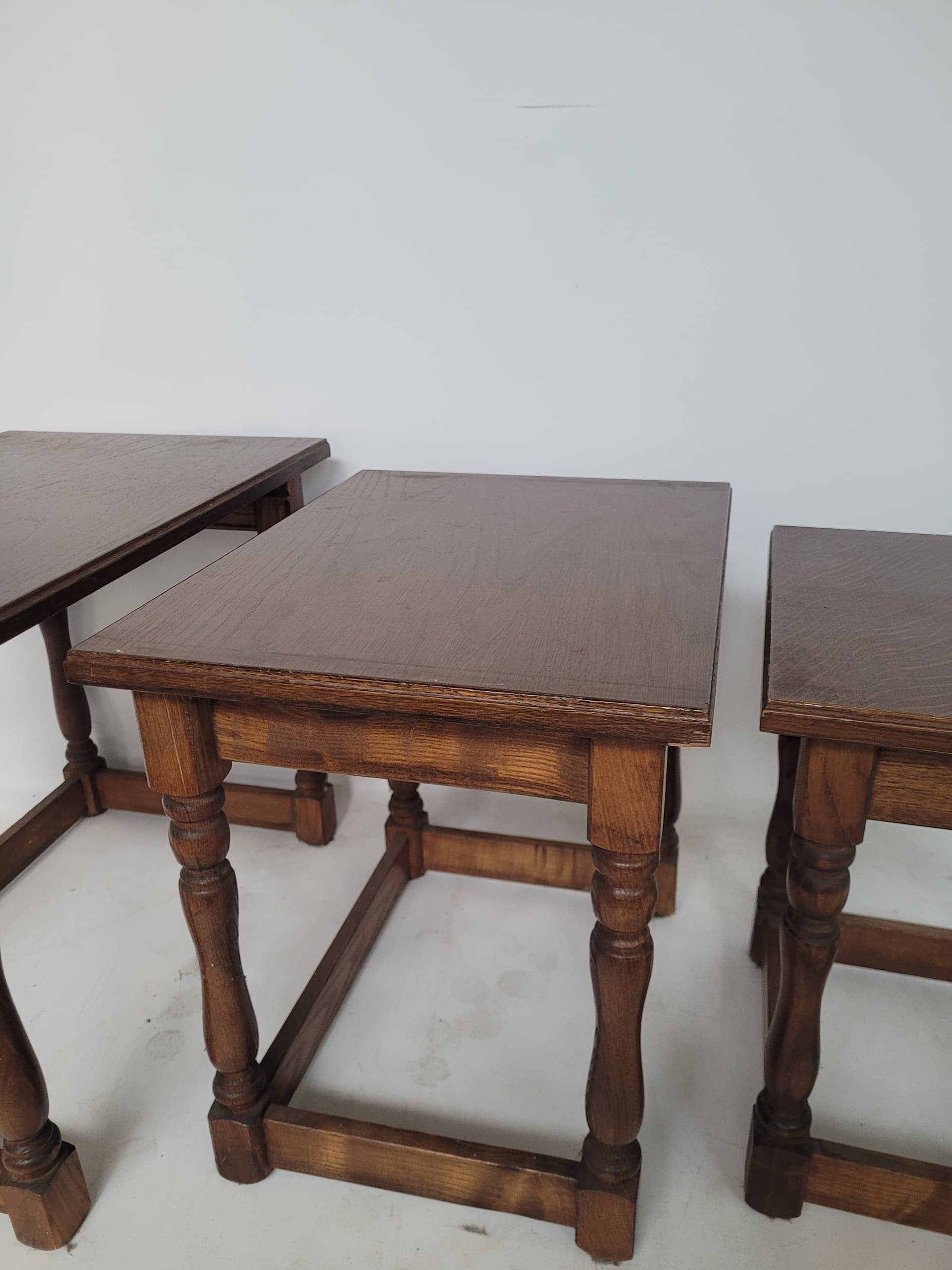Set of three nesting side tables, brown wood, Germany, 1960s. - 342891